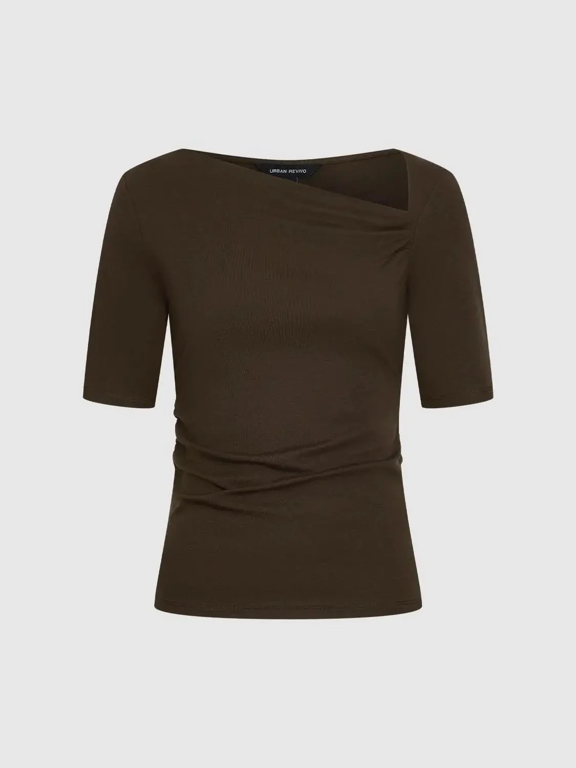 708-asymmetric-neck-ruched-viscose-cotton-t-shirt-31.webp Asymmetric Neck Ruched Viscose Cotton T Shirt