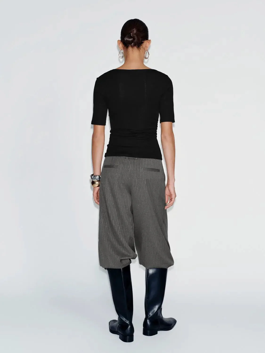 708-asymmetric-neck-ruched-viscose-cotton-t-shirt-6.webp Asymmetric Neck Ruched Viscose Cotton T Shirt
