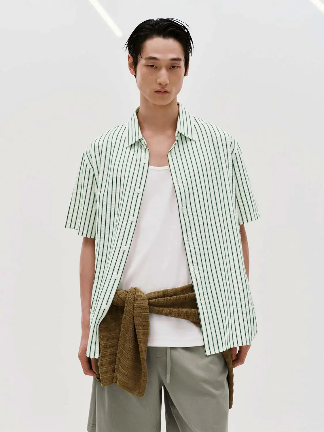 Contrast Striped Short Sleeve Shirts