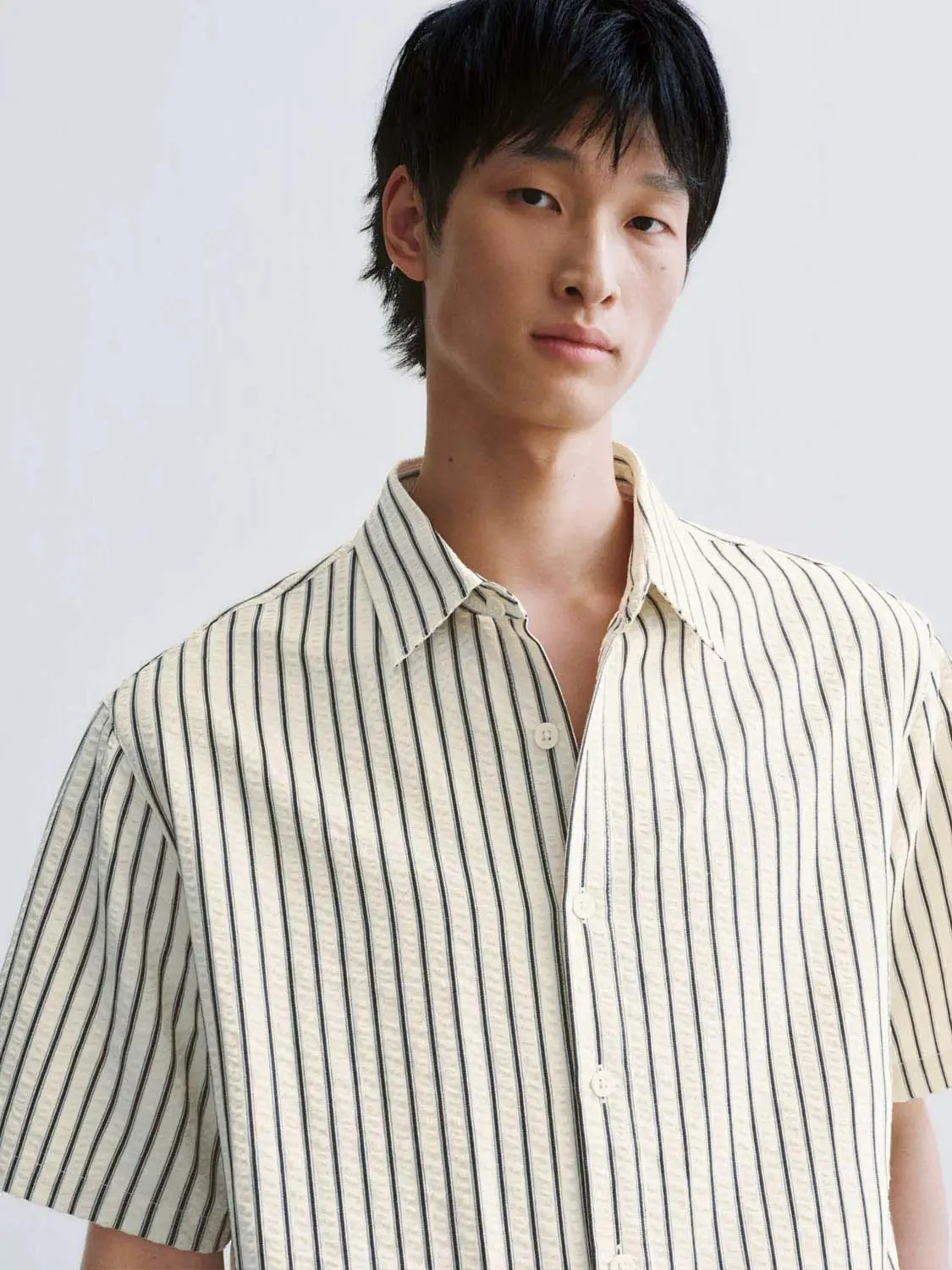 Contrast Striped Short Sleeve Shirts