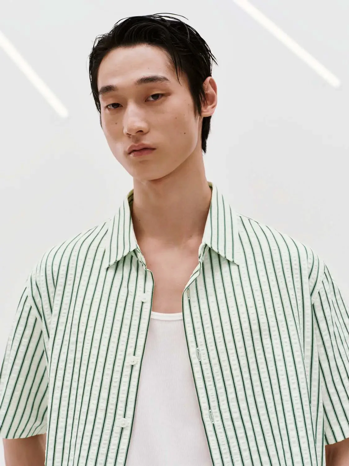 Contrast Striped Short Sleeve Shirts