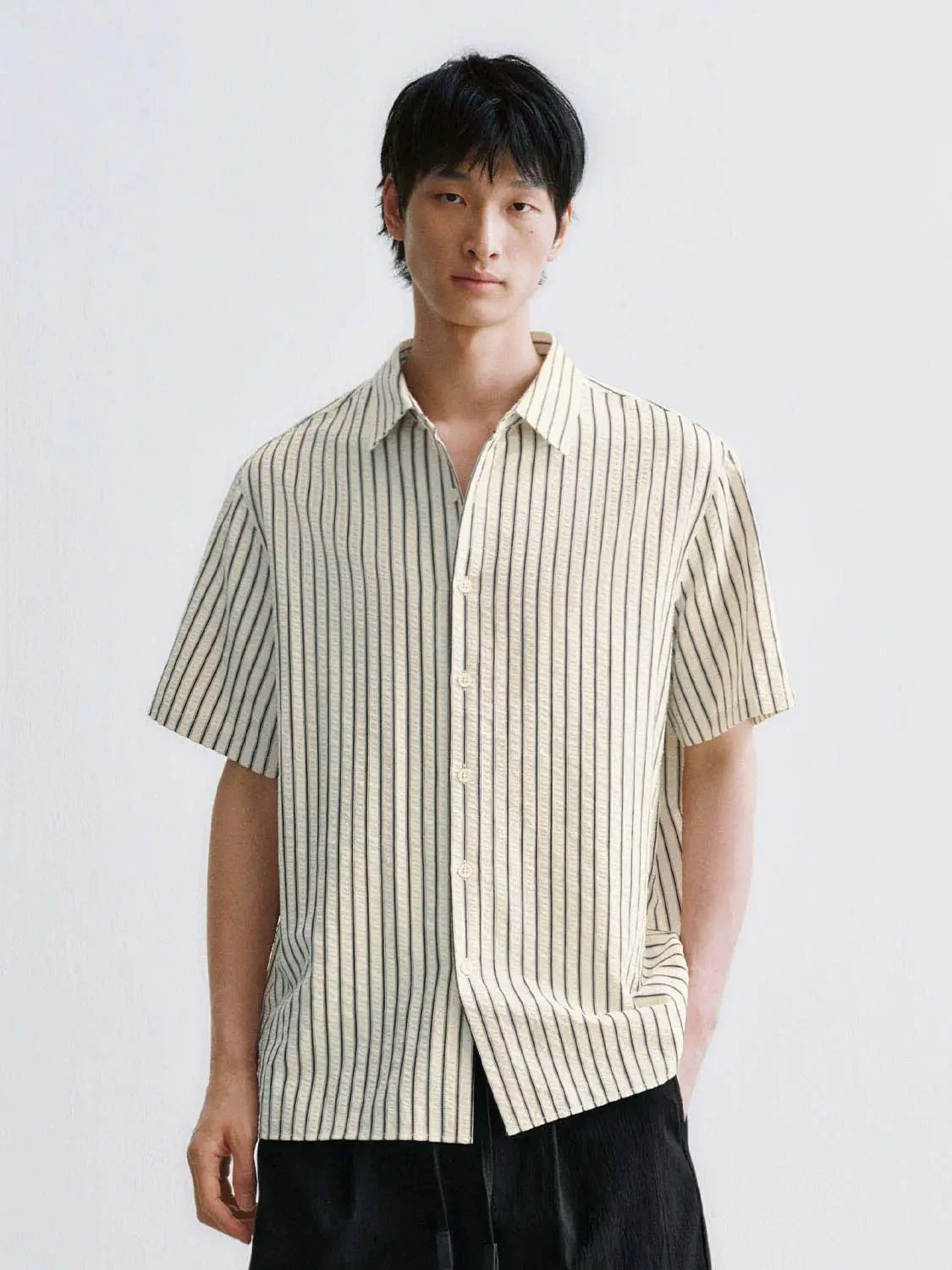 Contrast Striped Short Sleeve Shirts