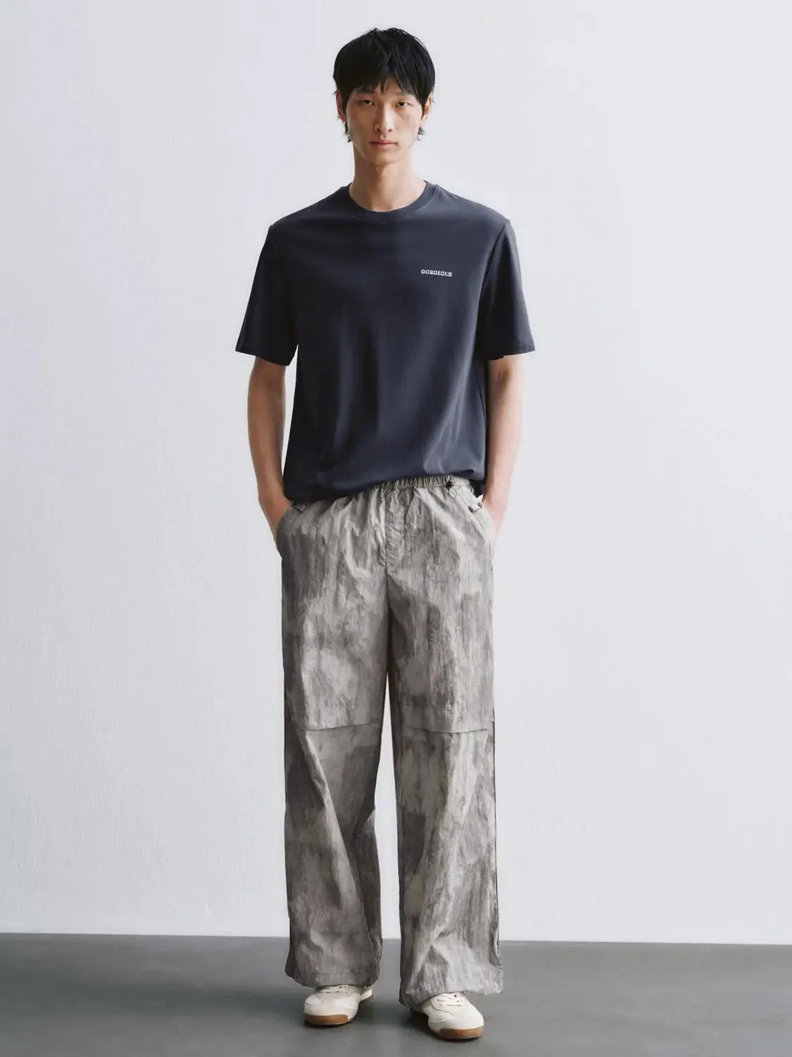 Printed Drawstring Wide Leg Pants