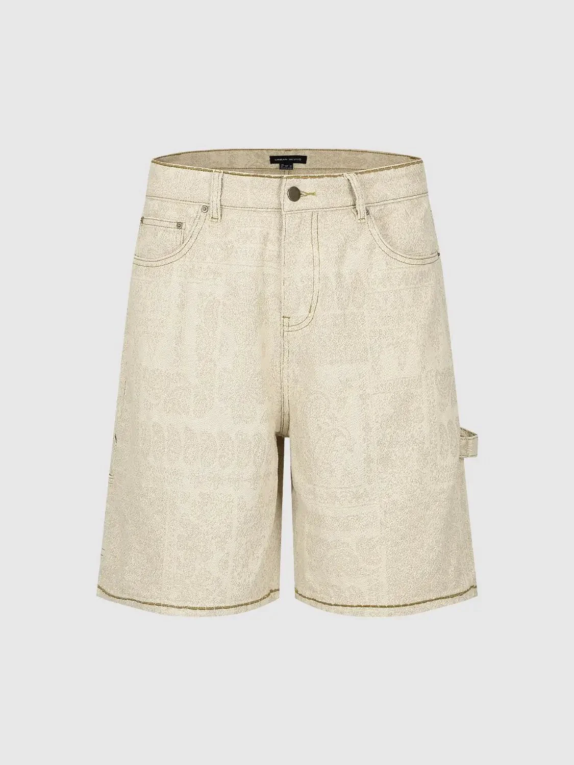Printed Denim Shorts