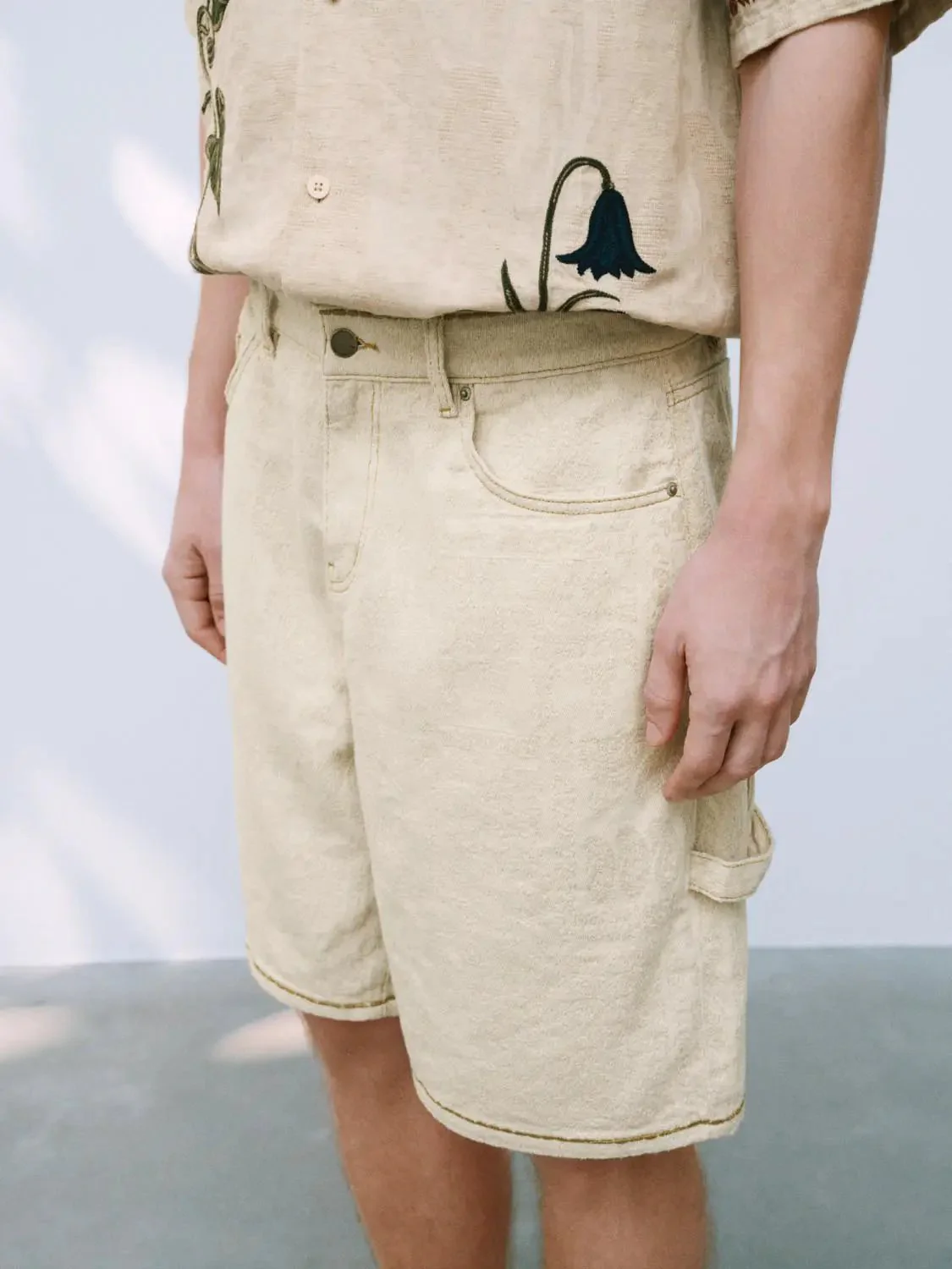 Printed Denim Shorts