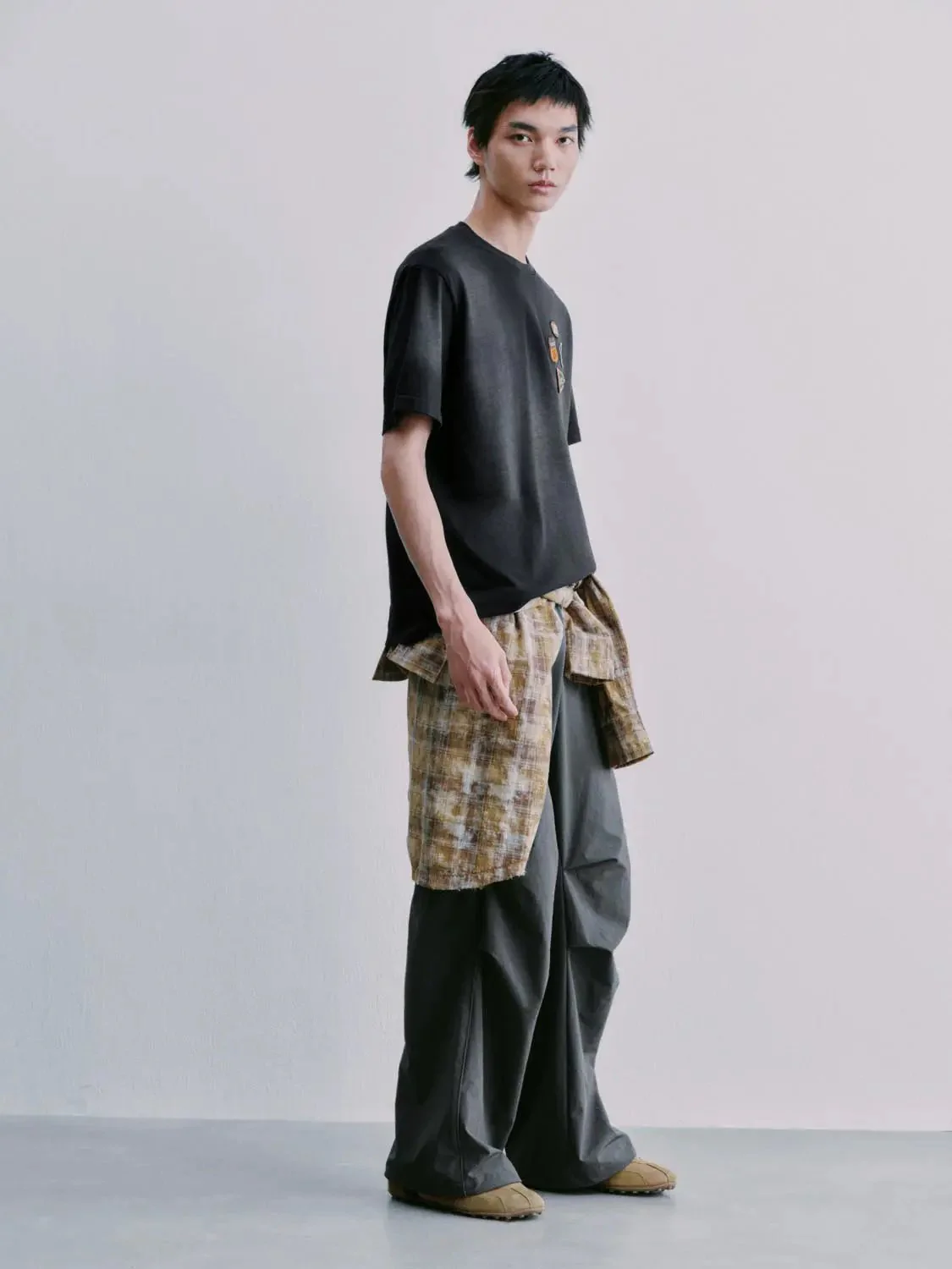 Cotton Embroidered Patchwork Crew Neck Tee