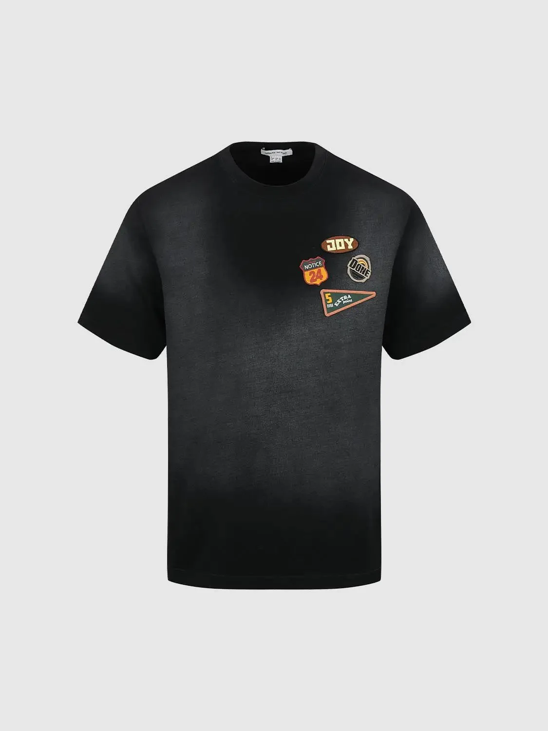 Cotton Embroidered Patchwork Crew Neck Tee
