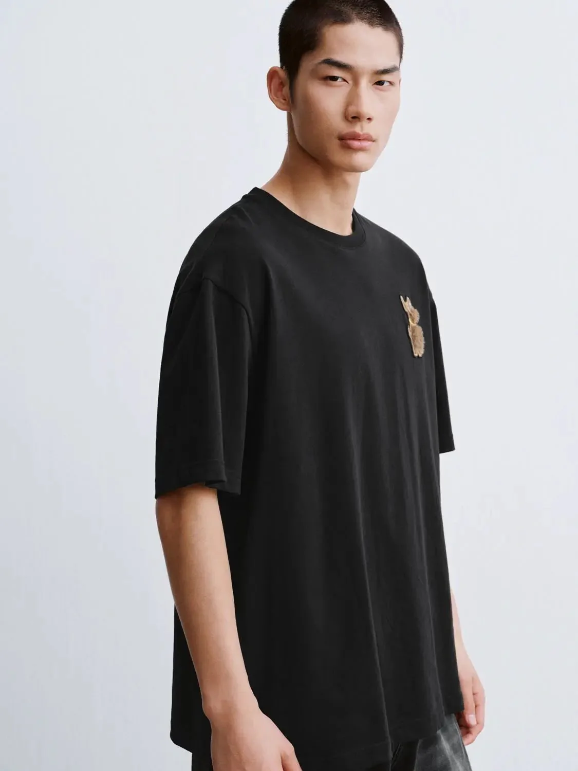 Cotton Teddy Bear Patch Relaxed Fit T Shirt
