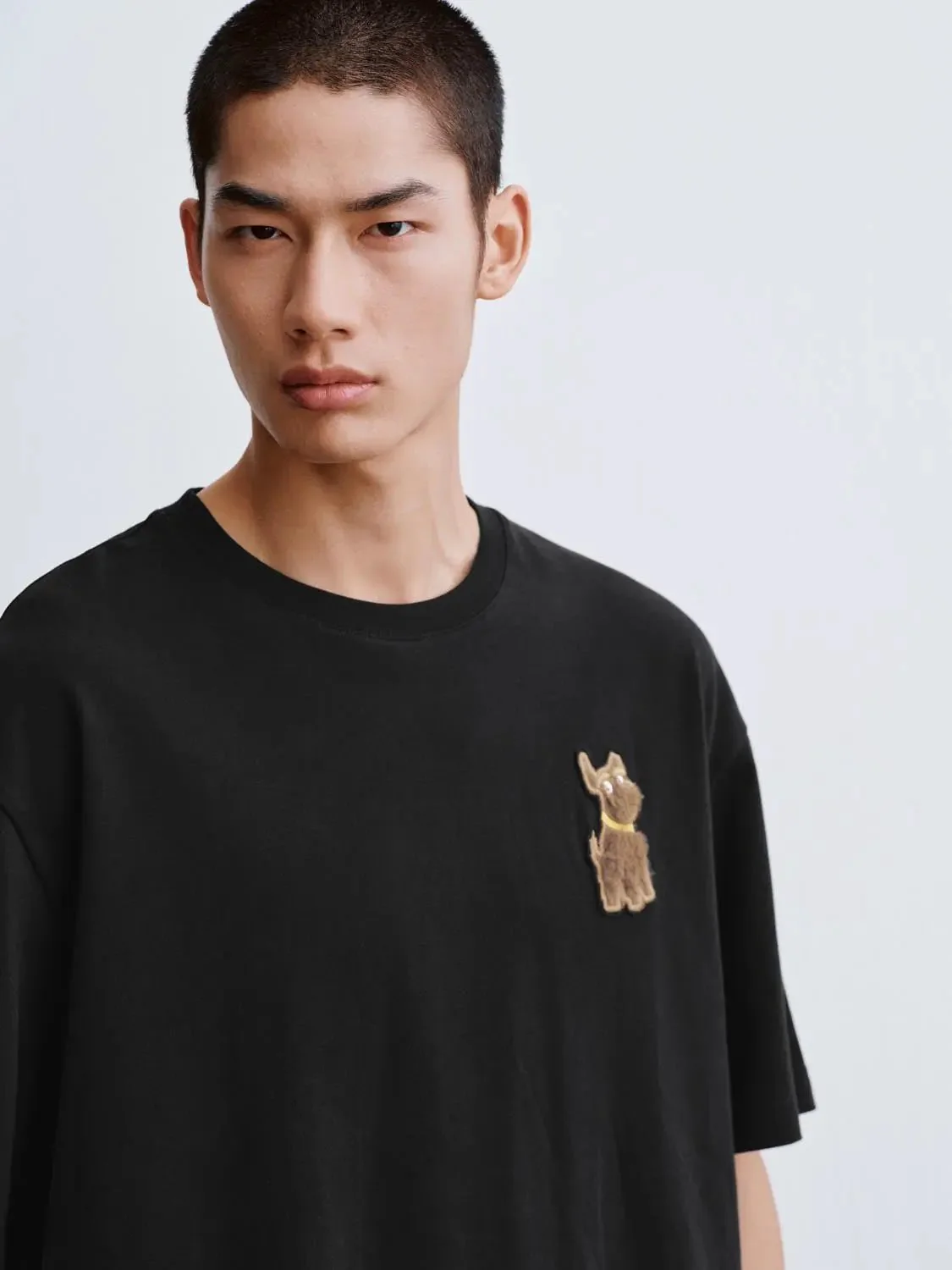 Cotton Teddy Bear Patch Relaxed Fit T Shirt