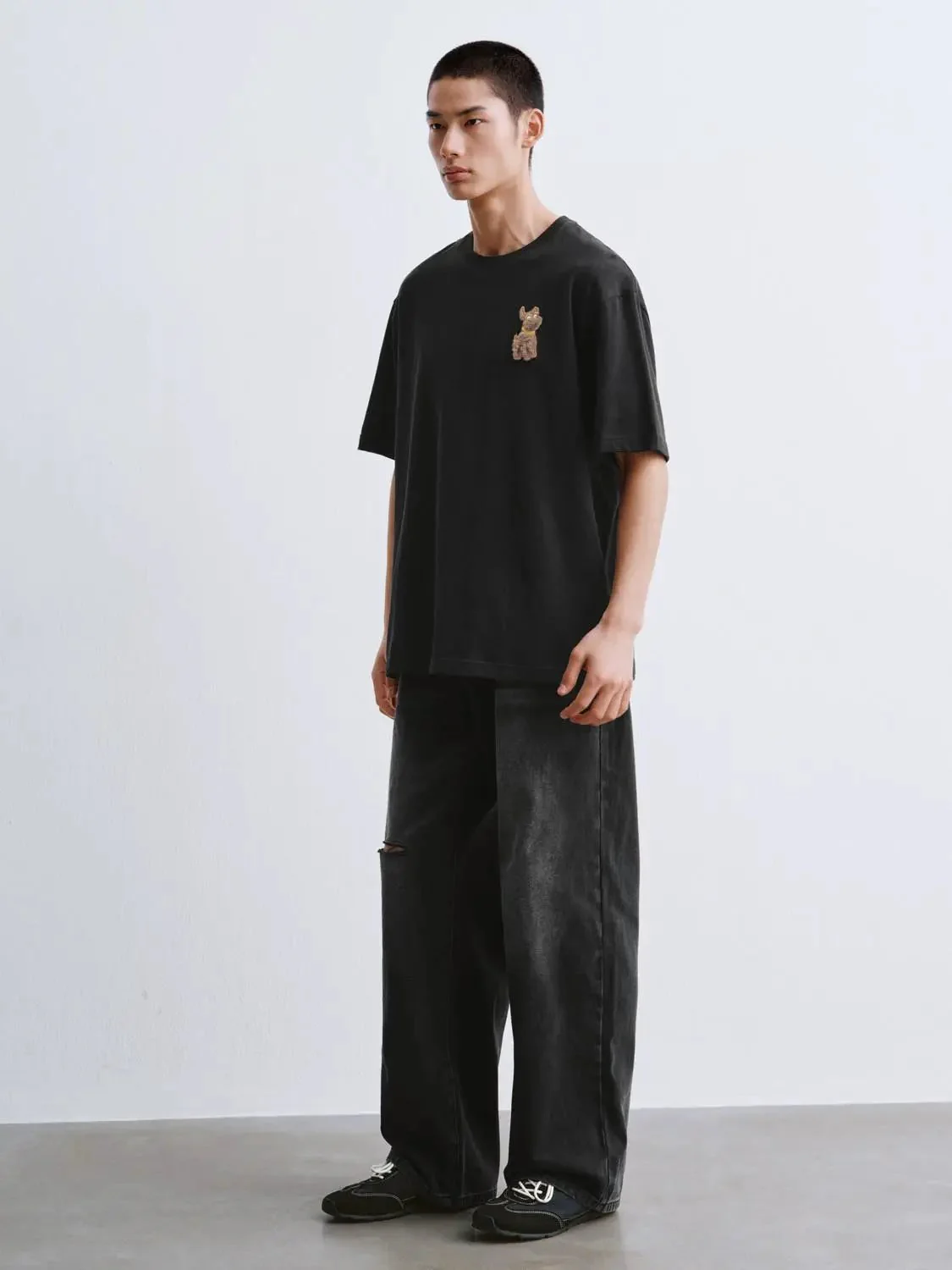 Cotton Teddy Bear Patch Relaxed Fit T Shirt