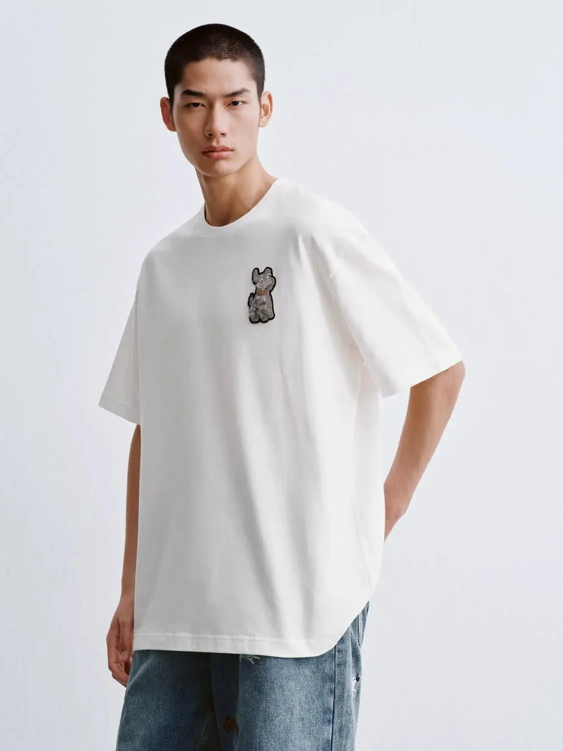 Cotton Teddy Bear Patch Relaxed Fit T Shirt