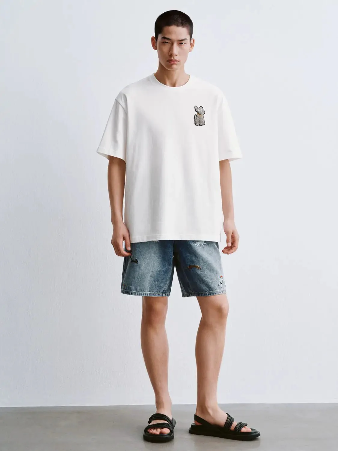 Cotton Teddy Bear Patch Relaxed Fit T Shirt