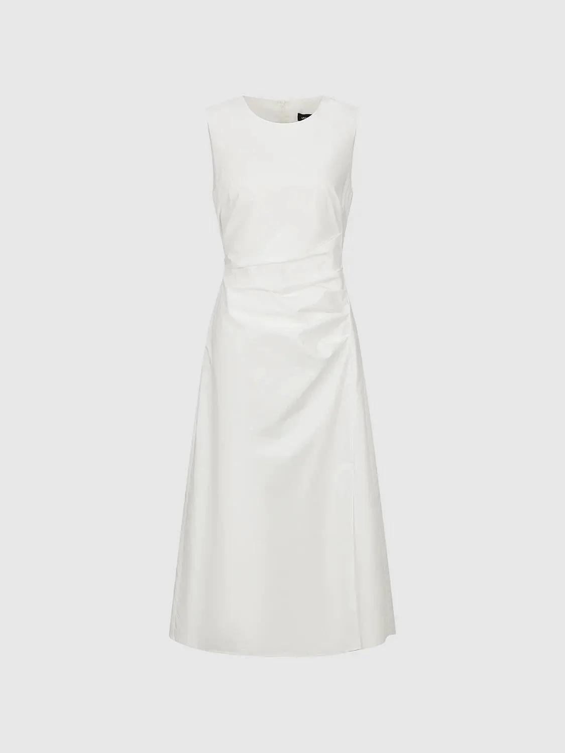 729-crew-neck-ruched-sleeveless-skater-midi-dresses-for-modern-wardrobe-7.webp Crew Neck Ruched Sleeveless Skater Midi Dresses For Modern Wardrobe