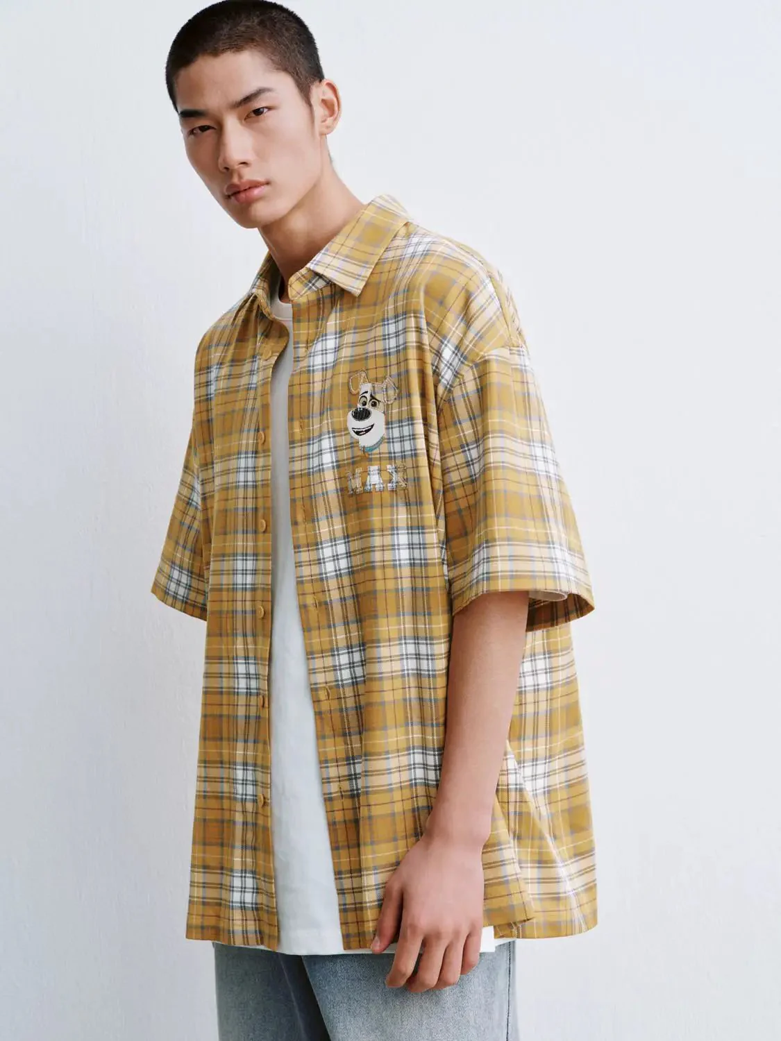 7379-patchwork-contrast-check-short-sleeve-shirts-2.webp Patchwork Contrast Check Short Sleeve Shirts