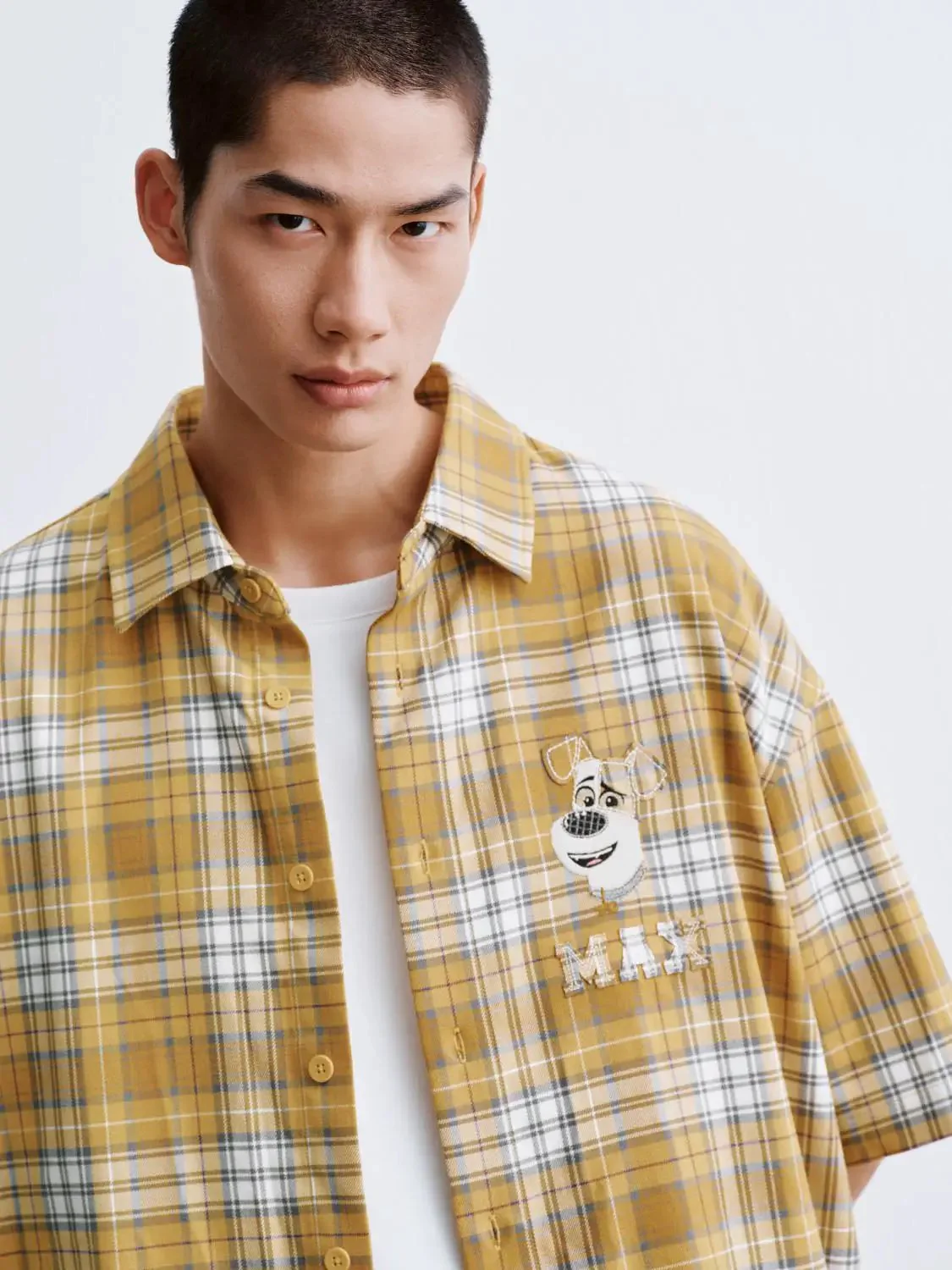 7379-patchwork-contrast-check-short-sleeve-shirts-3.webp Patchwork Contrast Check Short Sleeve Shirts