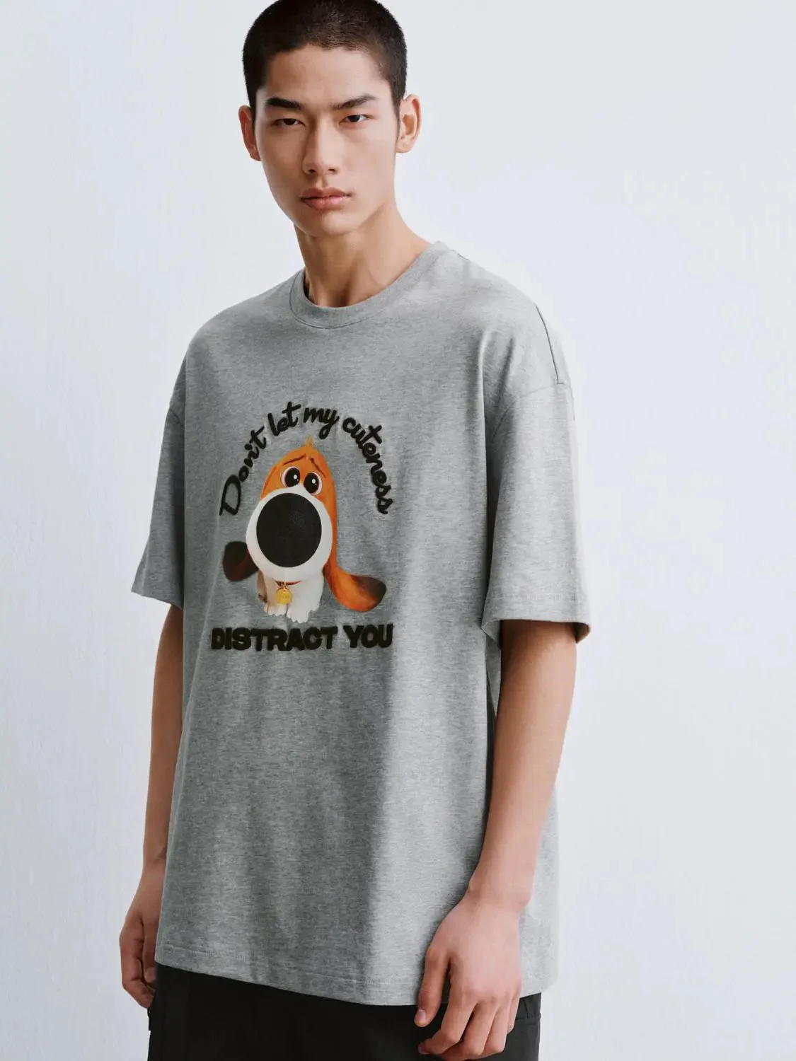 Graphic Cartoon Dog Print Cotton T Shirt
