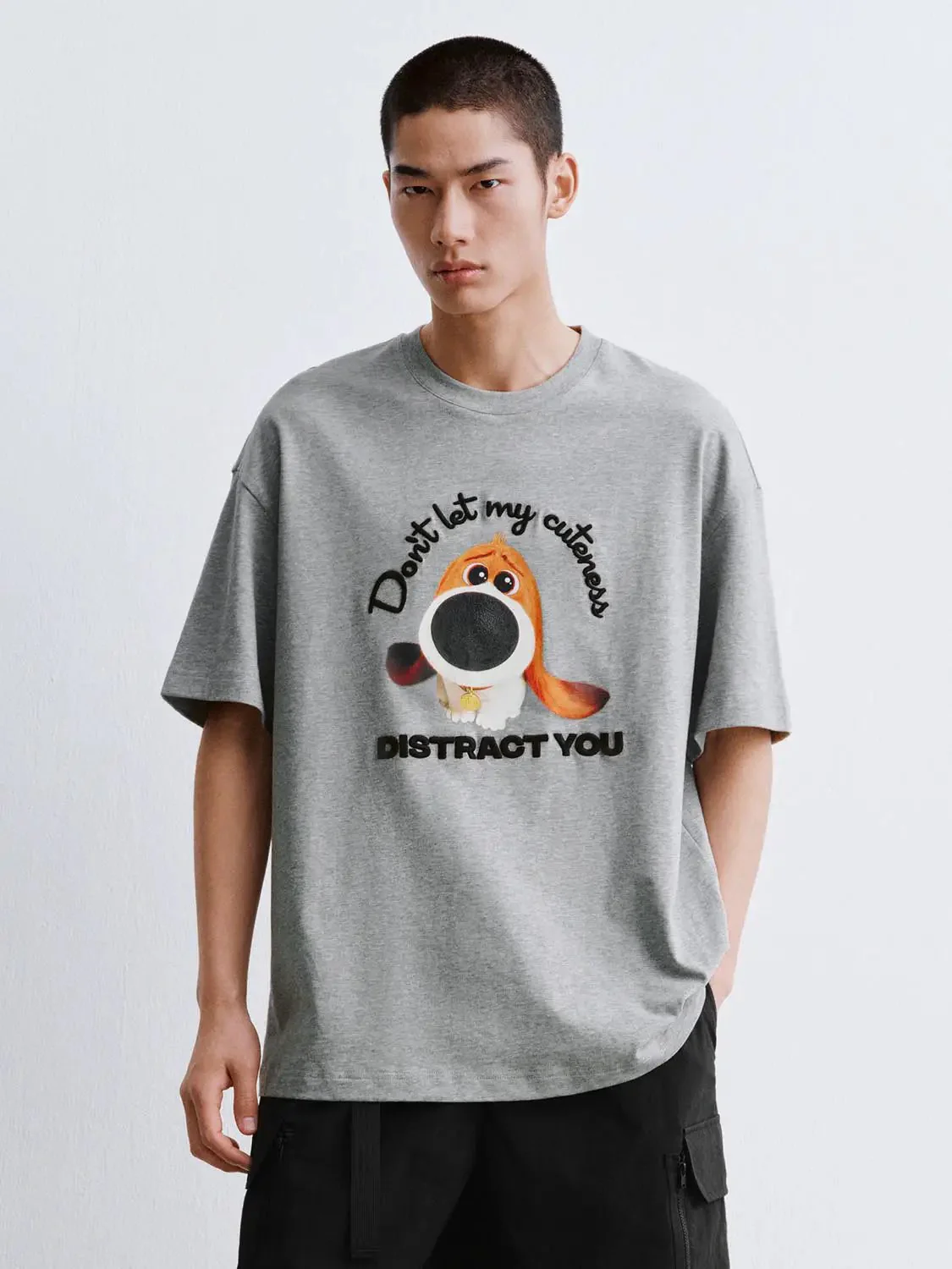 Graphic Cartoon Dog Print Cotton T Shirt