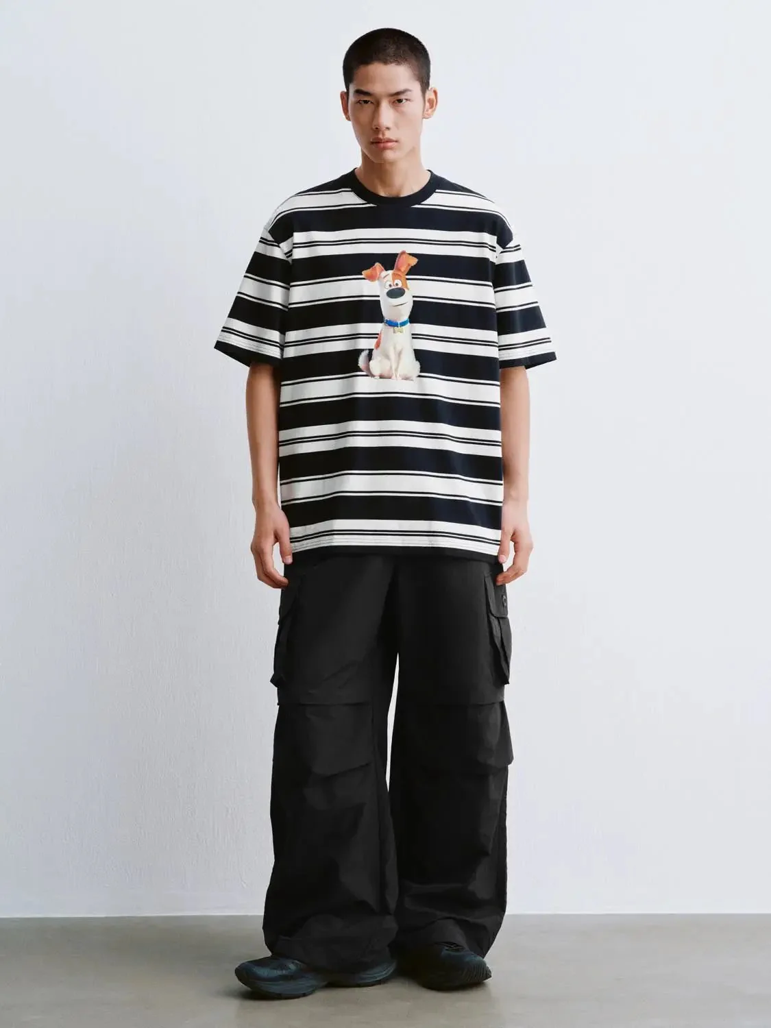 7390-cotton-printed-contrast-striped-dog-graphic-t-shirt-4.webp Cotton Printed Contrast Striped Dog Graphic T Shirt