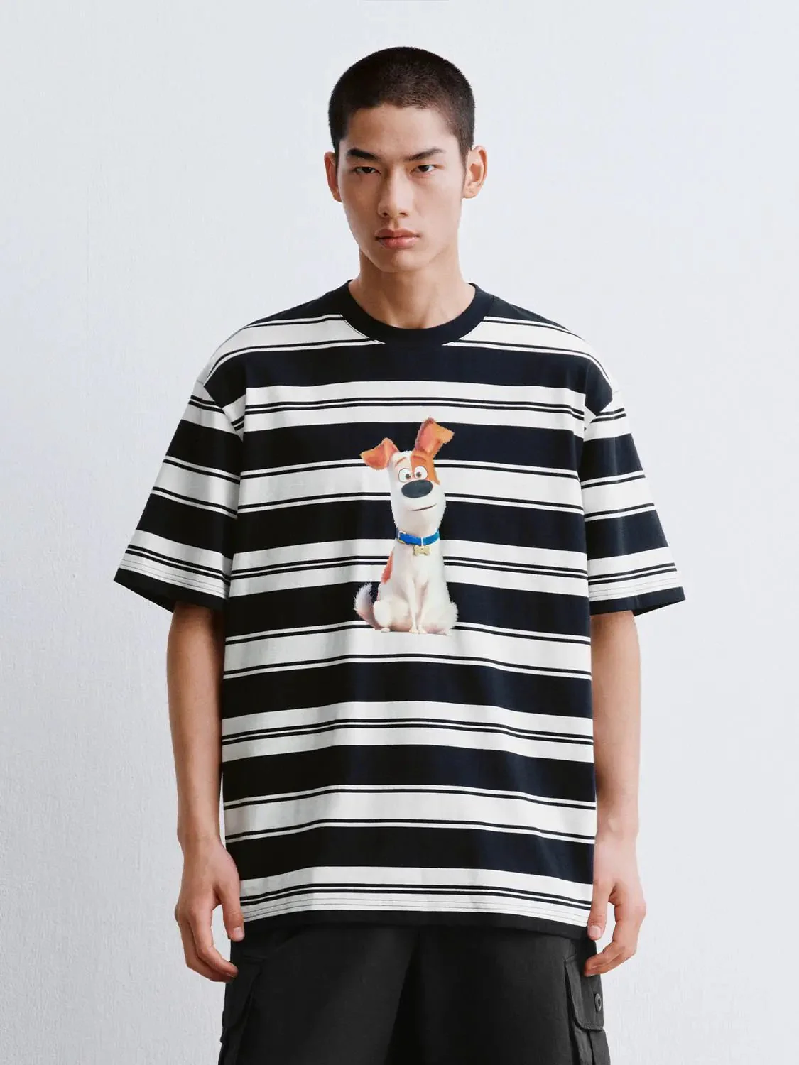 7390-cotton-printed-contrast-striped-dog-graphic-t-shirt-9.webp Cotton Printed Contrast Striped Dog Graphic T Shirt