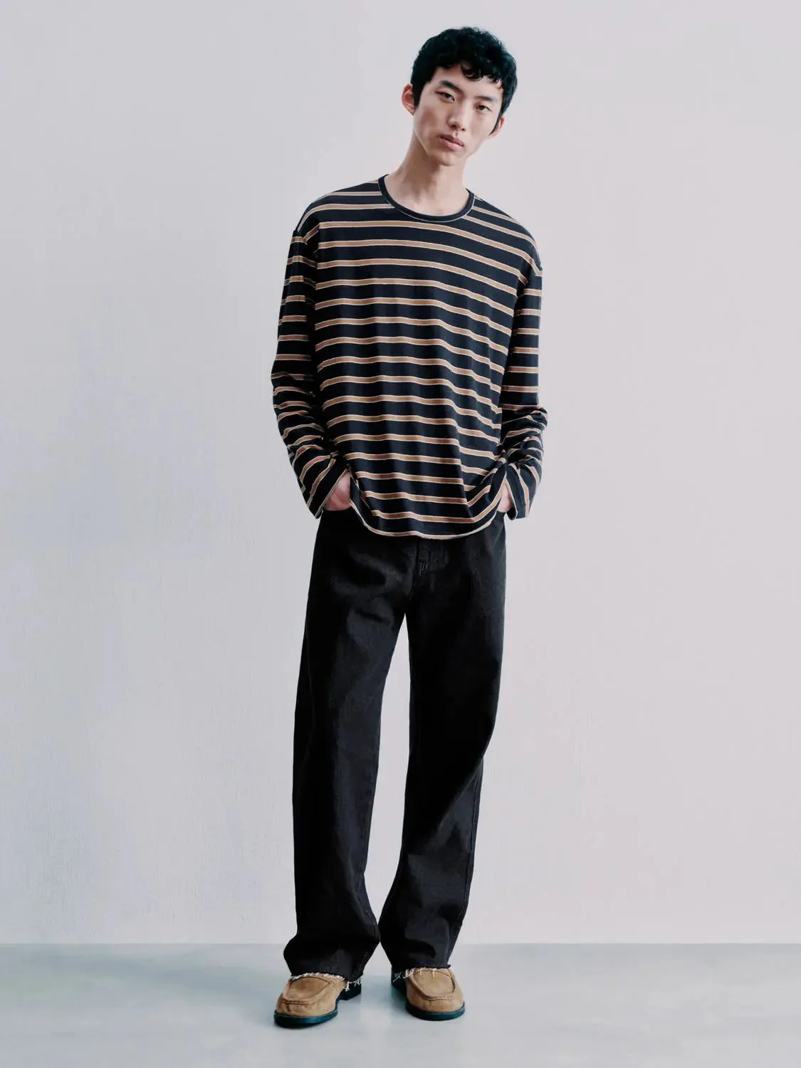 7488-lyocell-blend-contrast-striped-crew-neck-long-sleeve-t-shirt-4.webp Lyocell Blend Contrast Striped Crew Neck Long Sleeve T Shirt