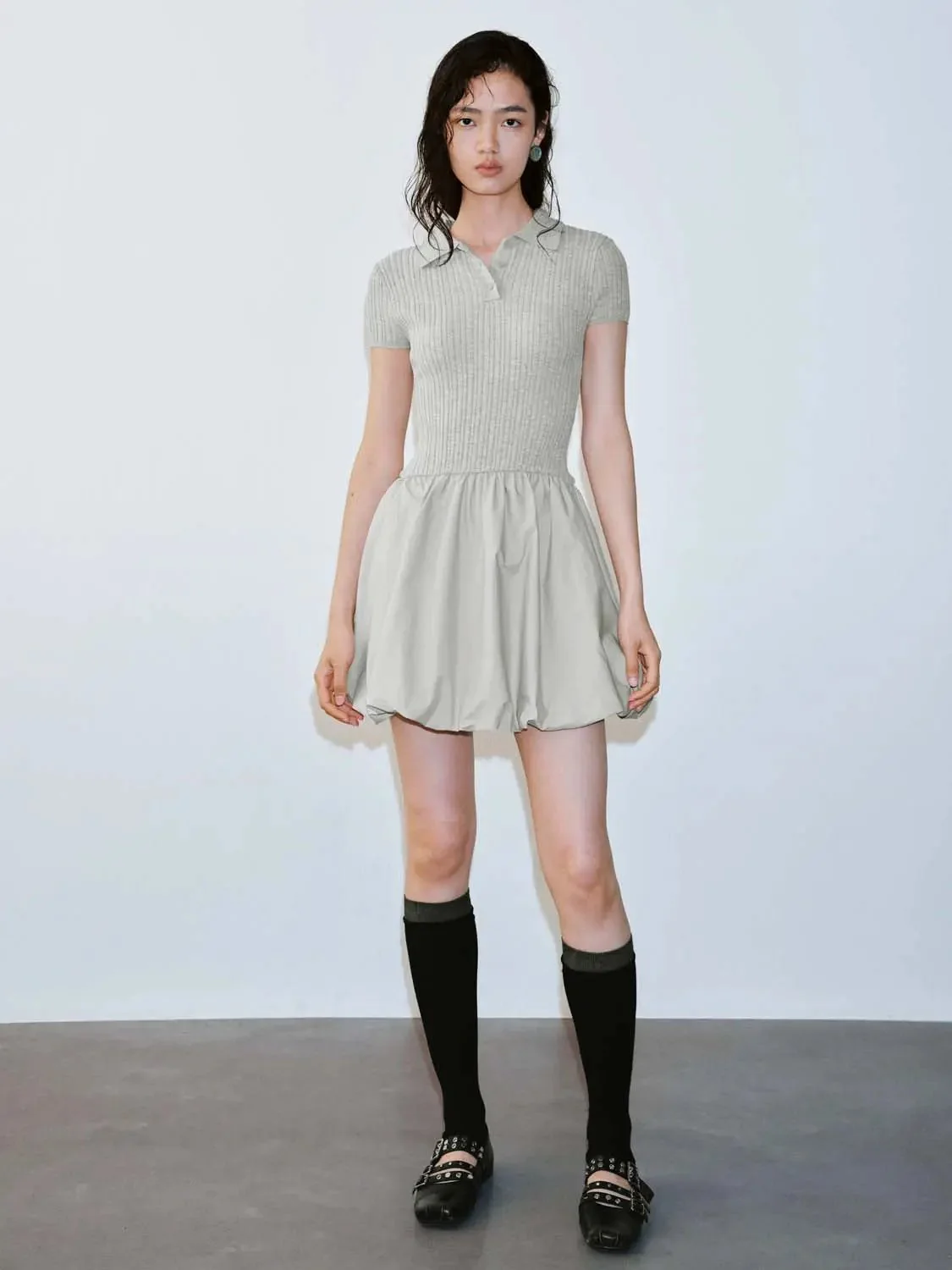 753-viscose-knit-polo-neck-dress-balloon-dresses-4.webp Viscose Knit Polo Neck Dress Balloon Dresses