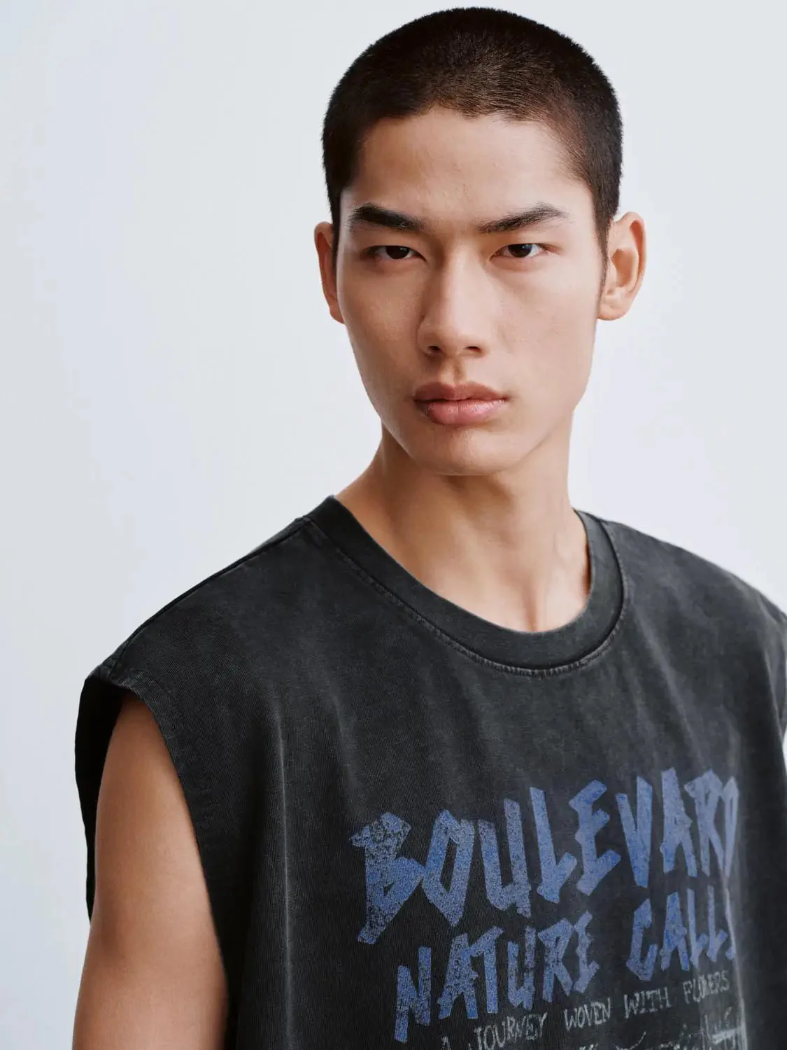 Cotton Graphic Print Crew Neck Vest