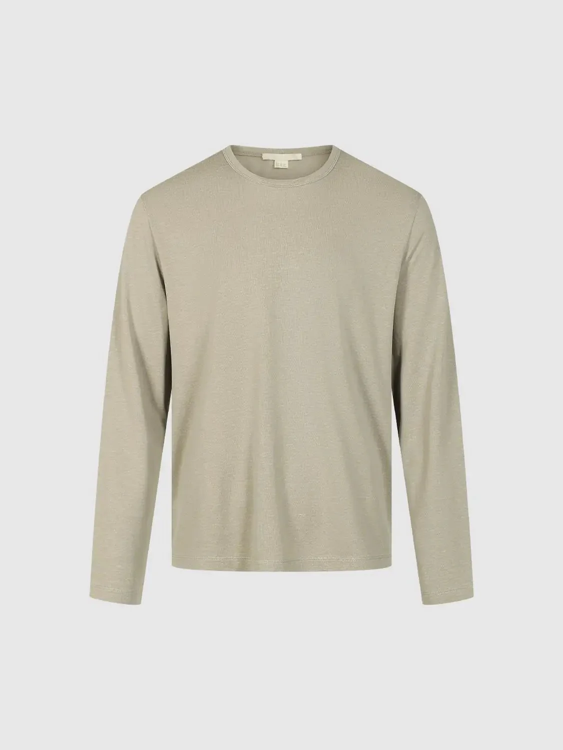 Cotton Lyocell Linen Crew Neck Long Sleeve T Shirt