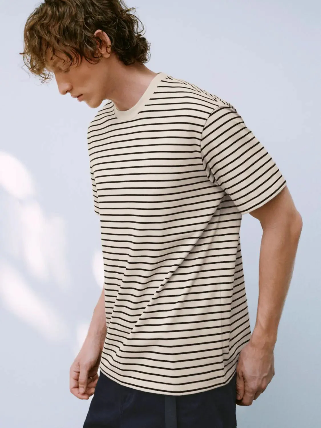 7687-crew-neck-cotton-blend-contrast-striped-t-shirt-2.webp Crew Neck Cotton Blend Contrast Striped T Shirt
