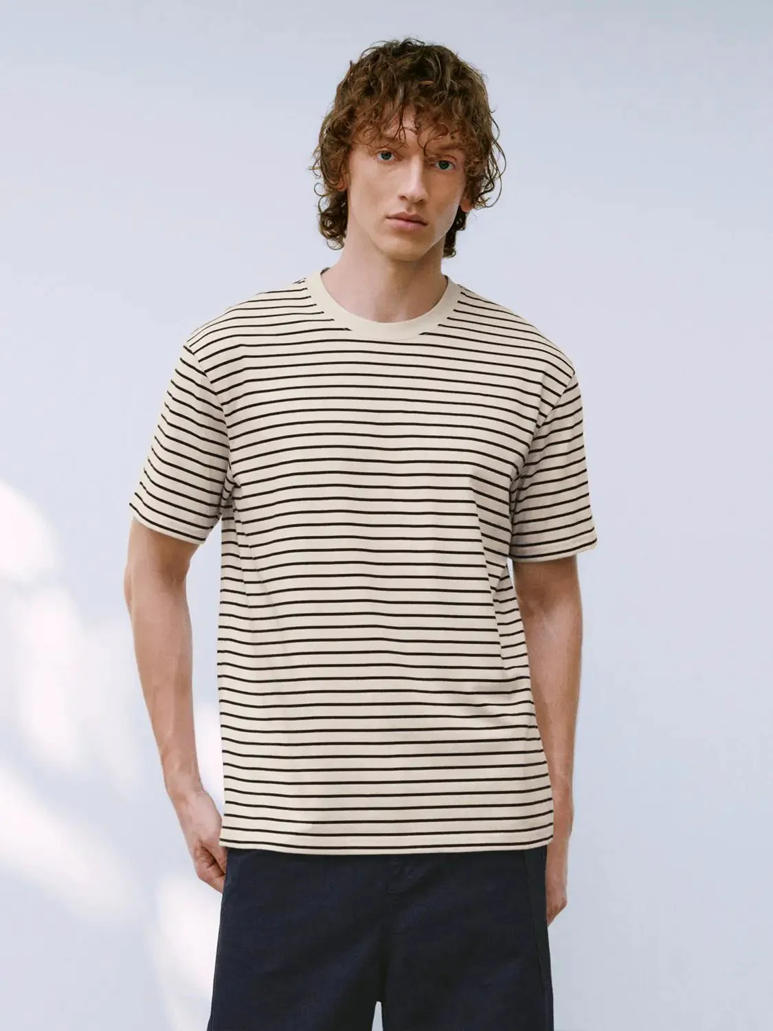 7687-crew-neck-cotton-blend-contrast-striped-t-shirt-25.webp Crew Neck Cotton Blend Contrast Striped T Shirt