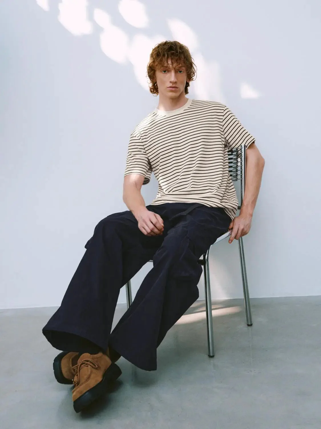 7687-crew-neck-cotton-blend-contrast-striped-t-shirt-3.webp Crew Neck Cotton Blend Contrast Striped T Shirt