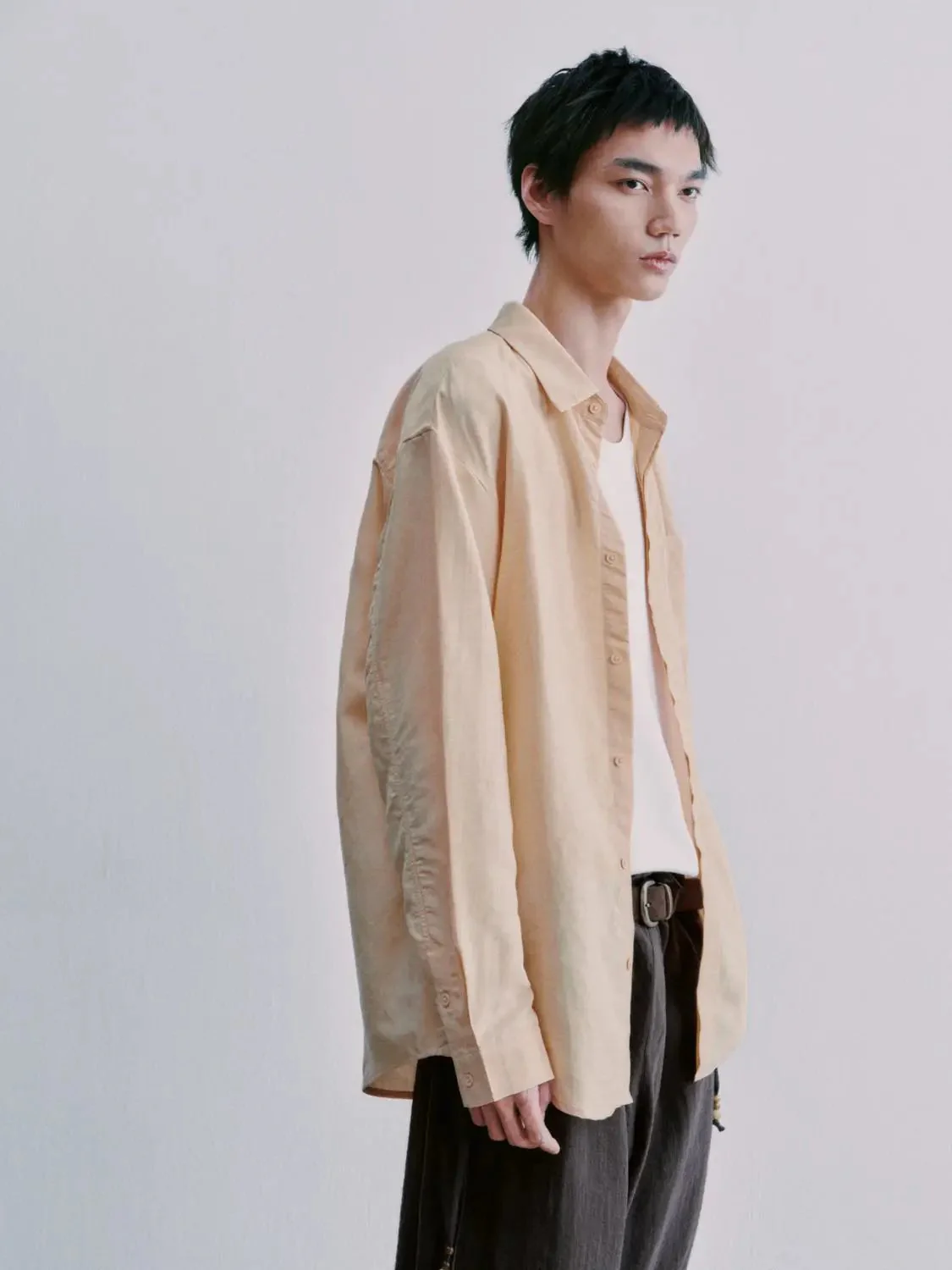 Linen Blend Patch Pocket Shirts