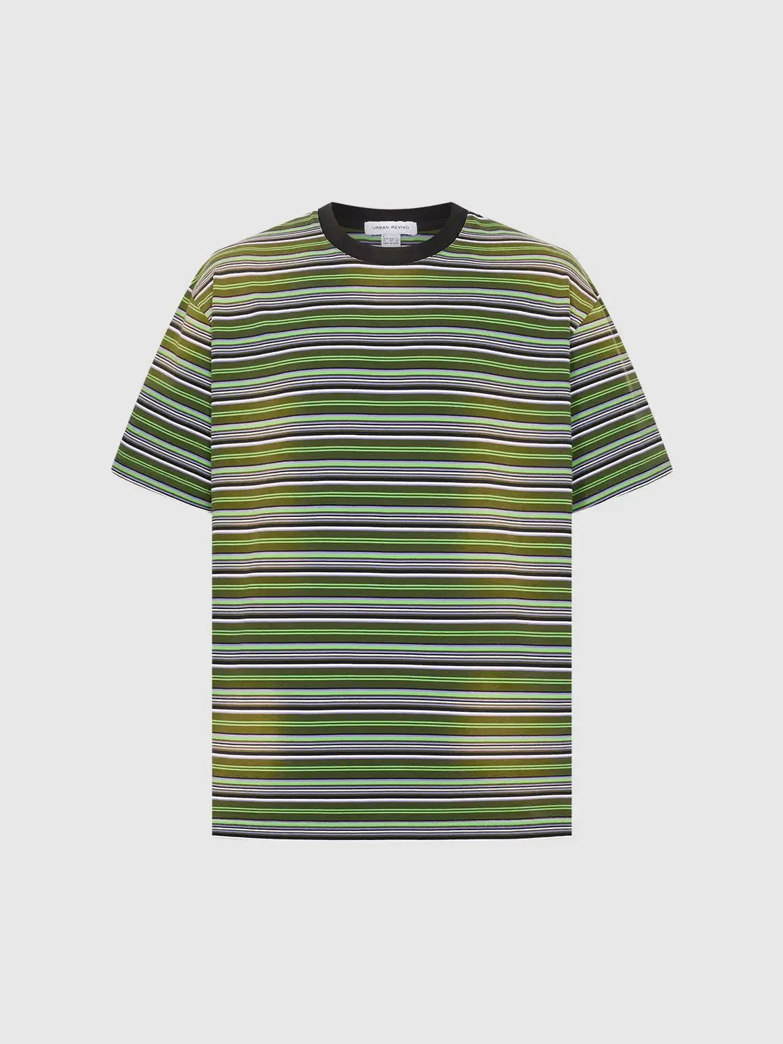 Cotton Crew Neck Contrast Striped T Shirt