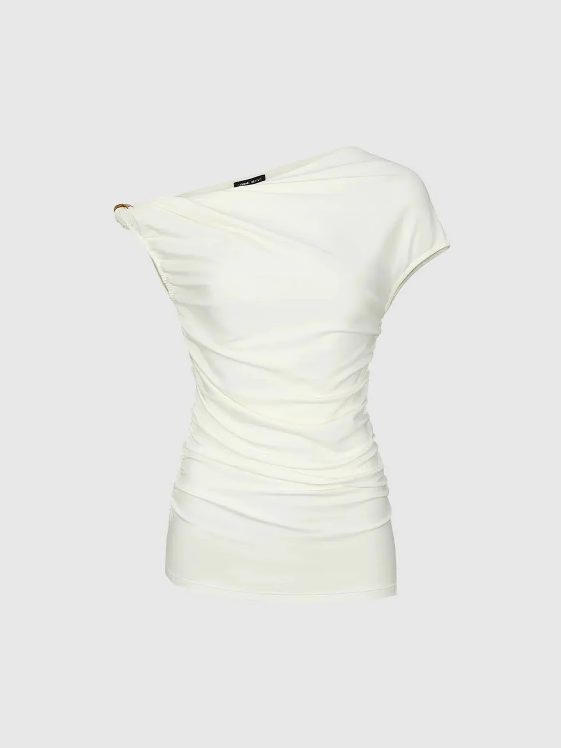 775-one-shoulder-ruched-viscose-cotton-blend-top-7.webp One Shoulder Ruched Viscose Cotton Blend Top