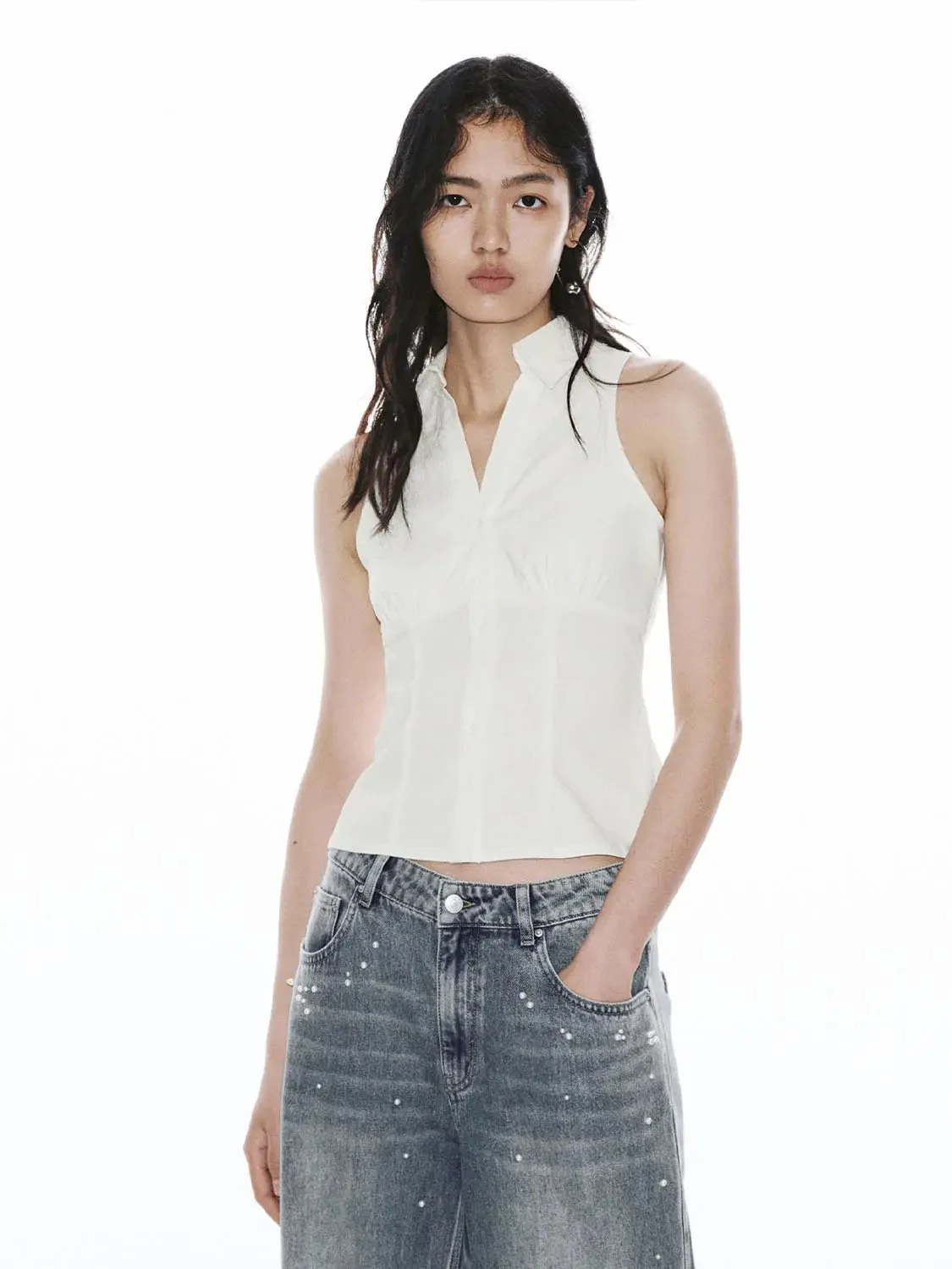 781-seamed-skinny-fit-sleeveless-shirts-with-slight-stretch-9.webp Seamed Skinny Fit Sleeveless Shirts With Slight Stretch