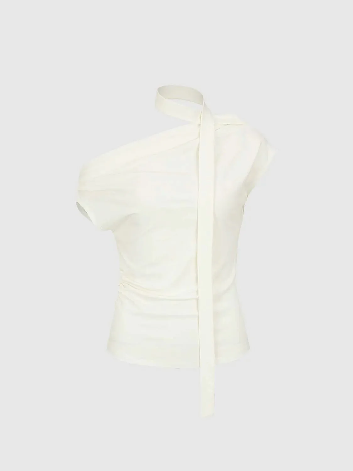 787-viscose-cotton-blend-scarf-neck-one-shoulder-ruched-top-7.webp Viscose Cotton Blend Scarf Neck One Shoulder Ruched Top