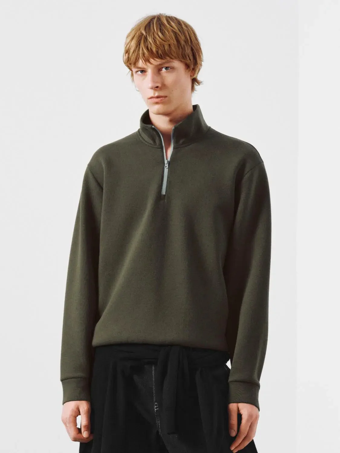 8030-mock-neck-half-zip-stretch-knit-sweatshirts-1.webp Mock Neck Half Zip Stretch Knit Sweatshirts