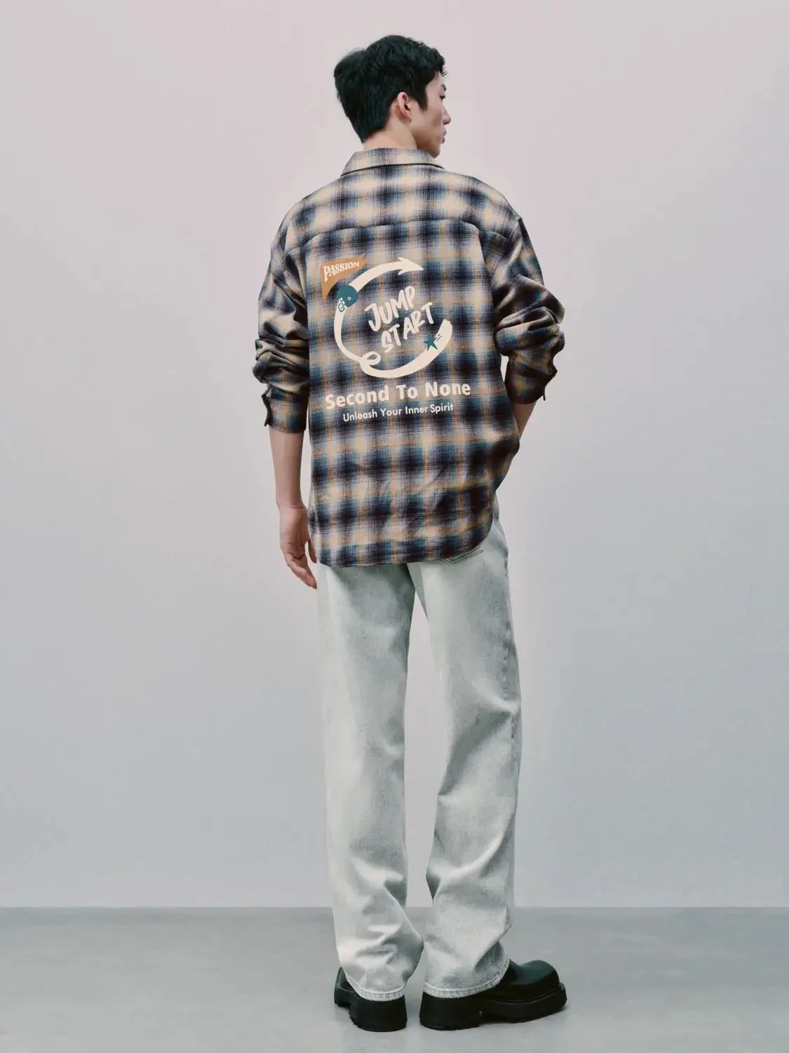 Contrast Check Loose Fit Shirts