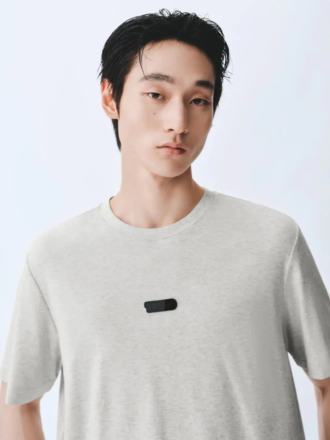 Cotton Short Sleeve Red Logo Patch T Shirt