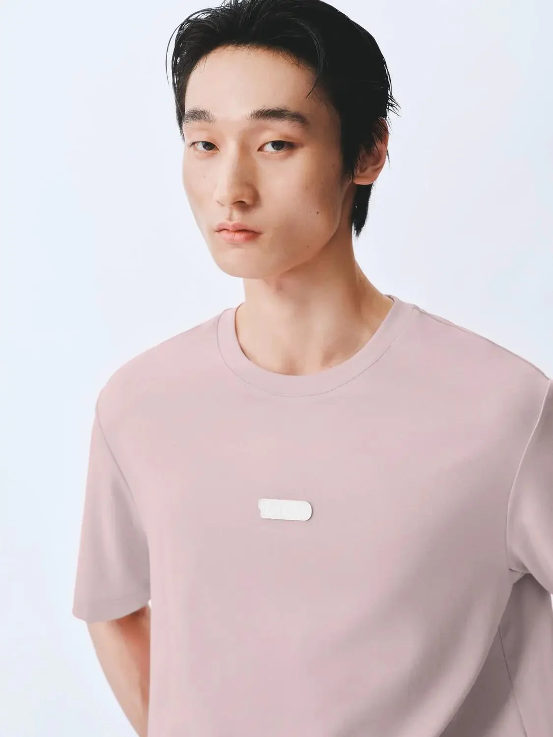 Cotton Short Sleeve Red Logo Patch T Shirt