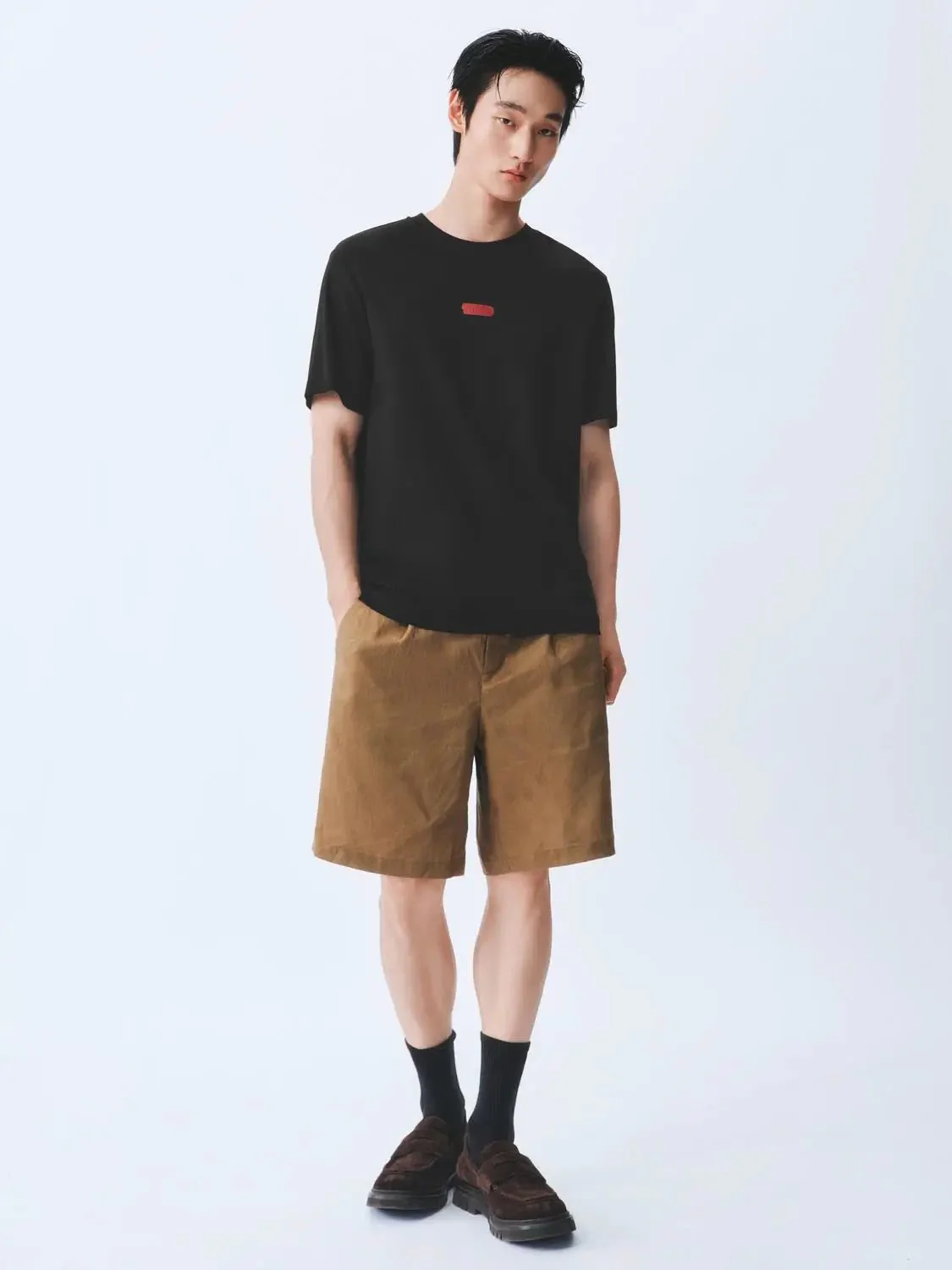Cotton Short Sleeve Red Logo Patch T Shirt