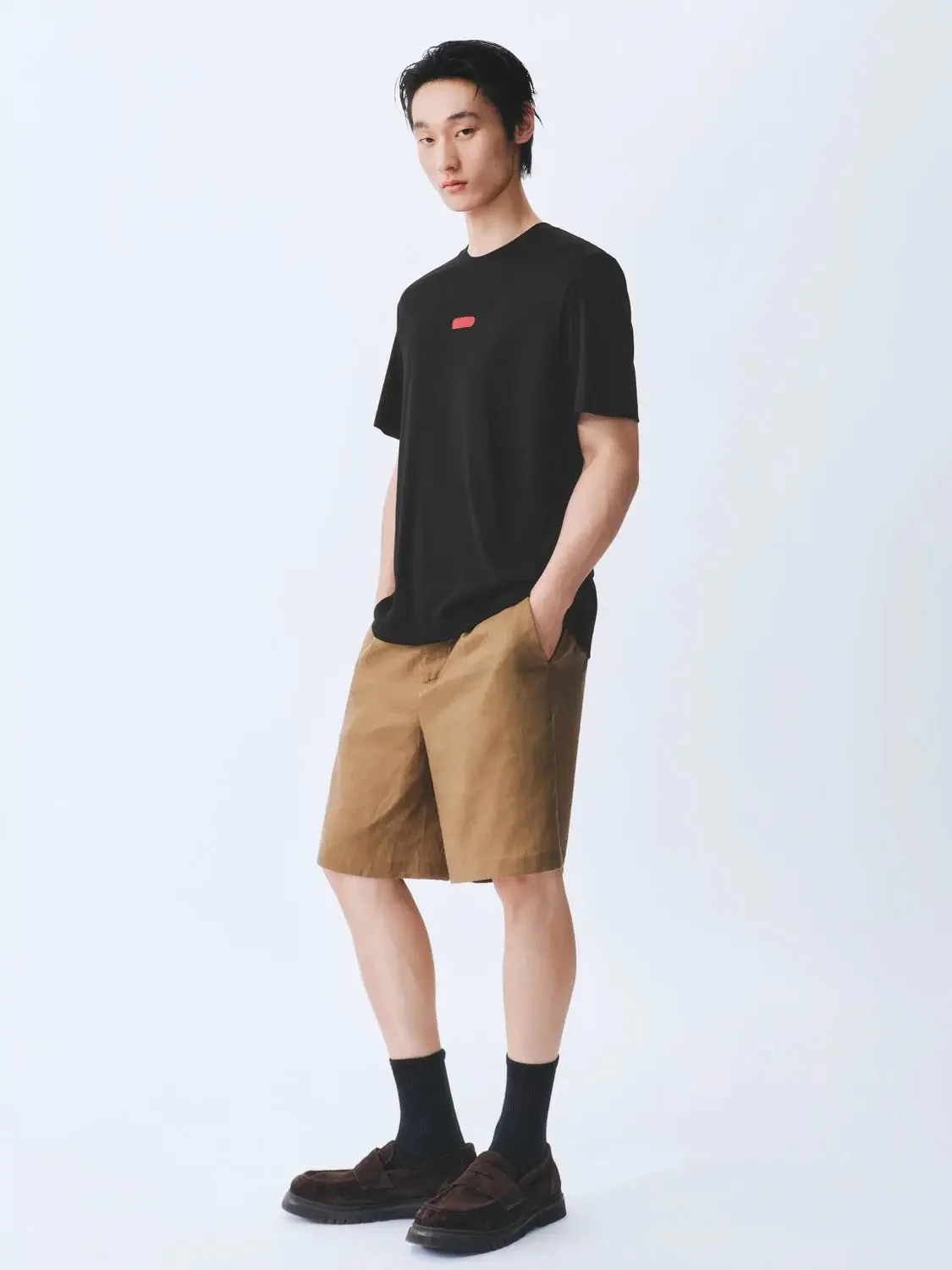 Cotton Short Sleeve Red Logo Patch T Shirt