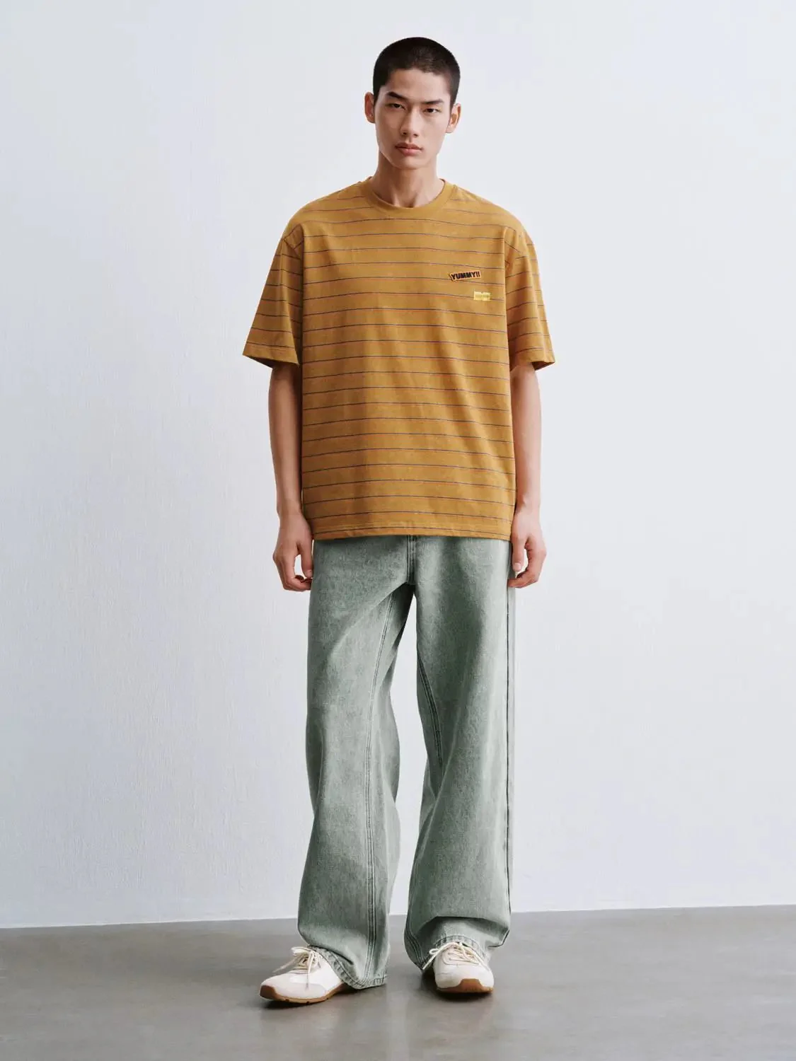 8248-cotton-striped-embroidered-crew-neck-t-shirts-4.webp Cotton Striped Embroidered Crew Neck T Shirts
