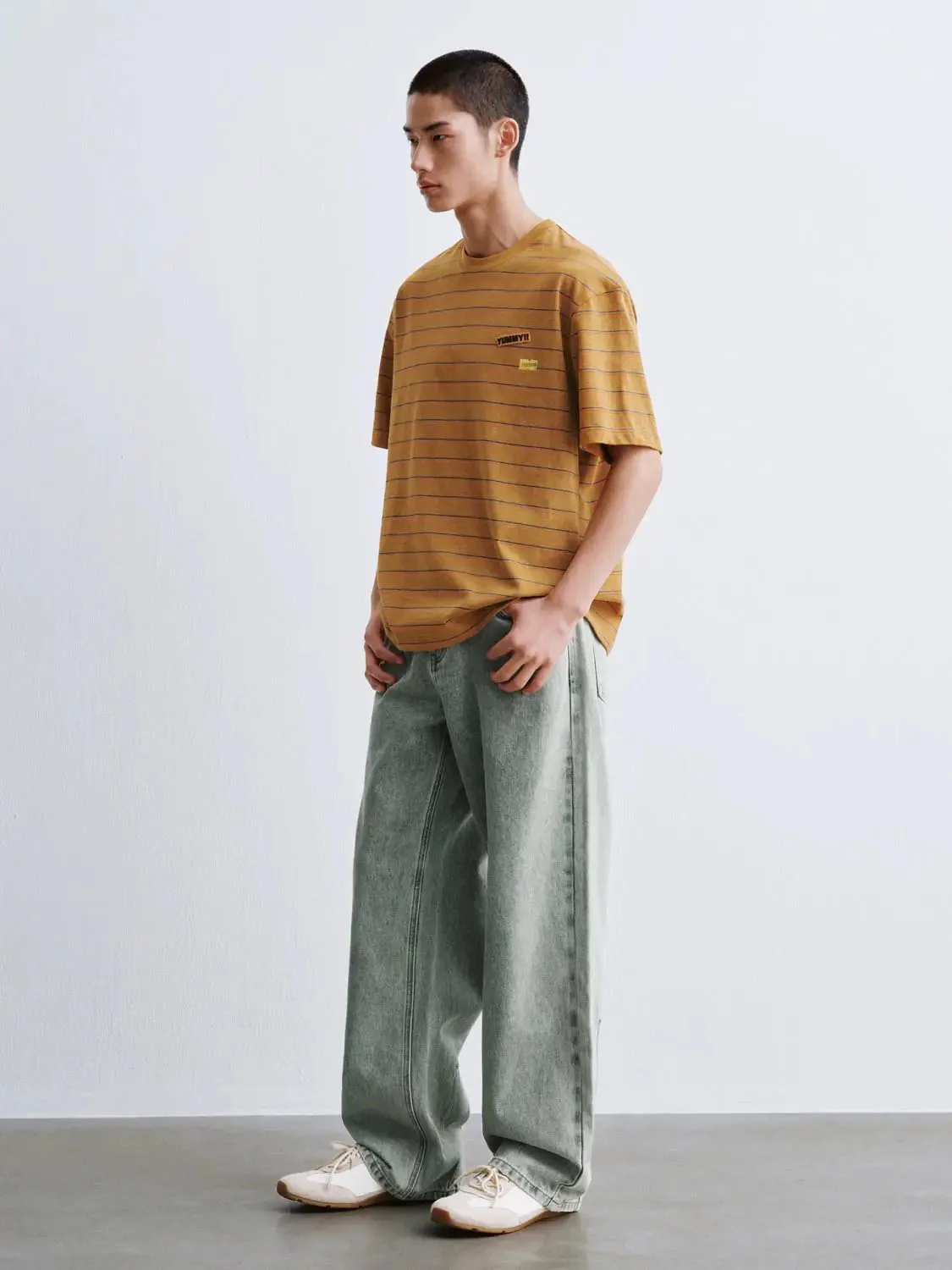 8248-cotton-striped-embroidered-crew-neck-t-shirts-5.webp Cotton Striped Embroidered Crew Neck T Shirts
