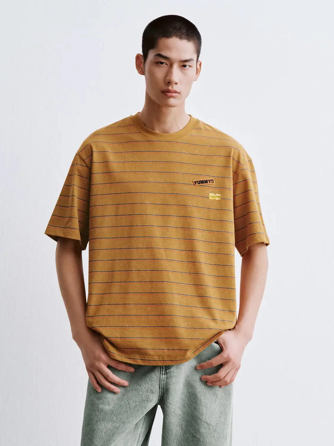 8248-cotton-striped-embroidered-crew-neck-t-shirts-9.webp Cotton Striped Embroidered Crew Neck T Shirts