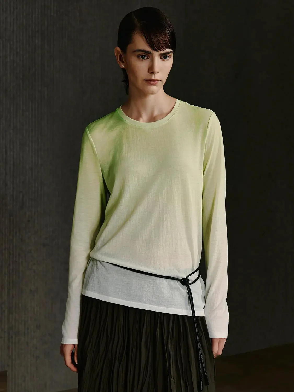 8281-elegant-gradient-cotton-nylon-knit-with-subtle-shine-tops-1.webp Elegant Gradient Cotton Nylon Knit With Subtle Shine Tops