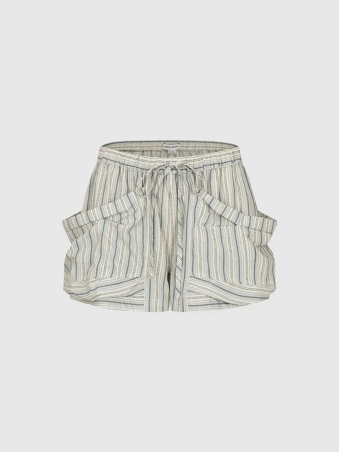 Lightweight Cotton Striped Drawstring Pocket Shorts
