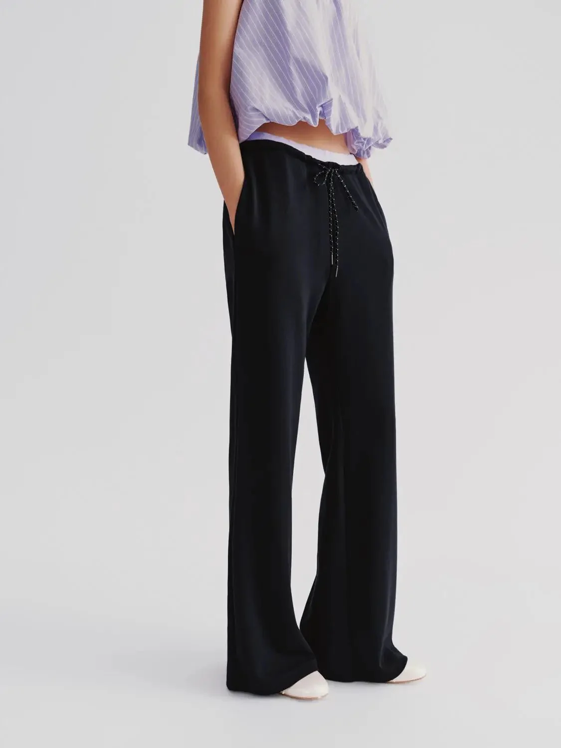 Drawstring Pull On Straight Leg Pants