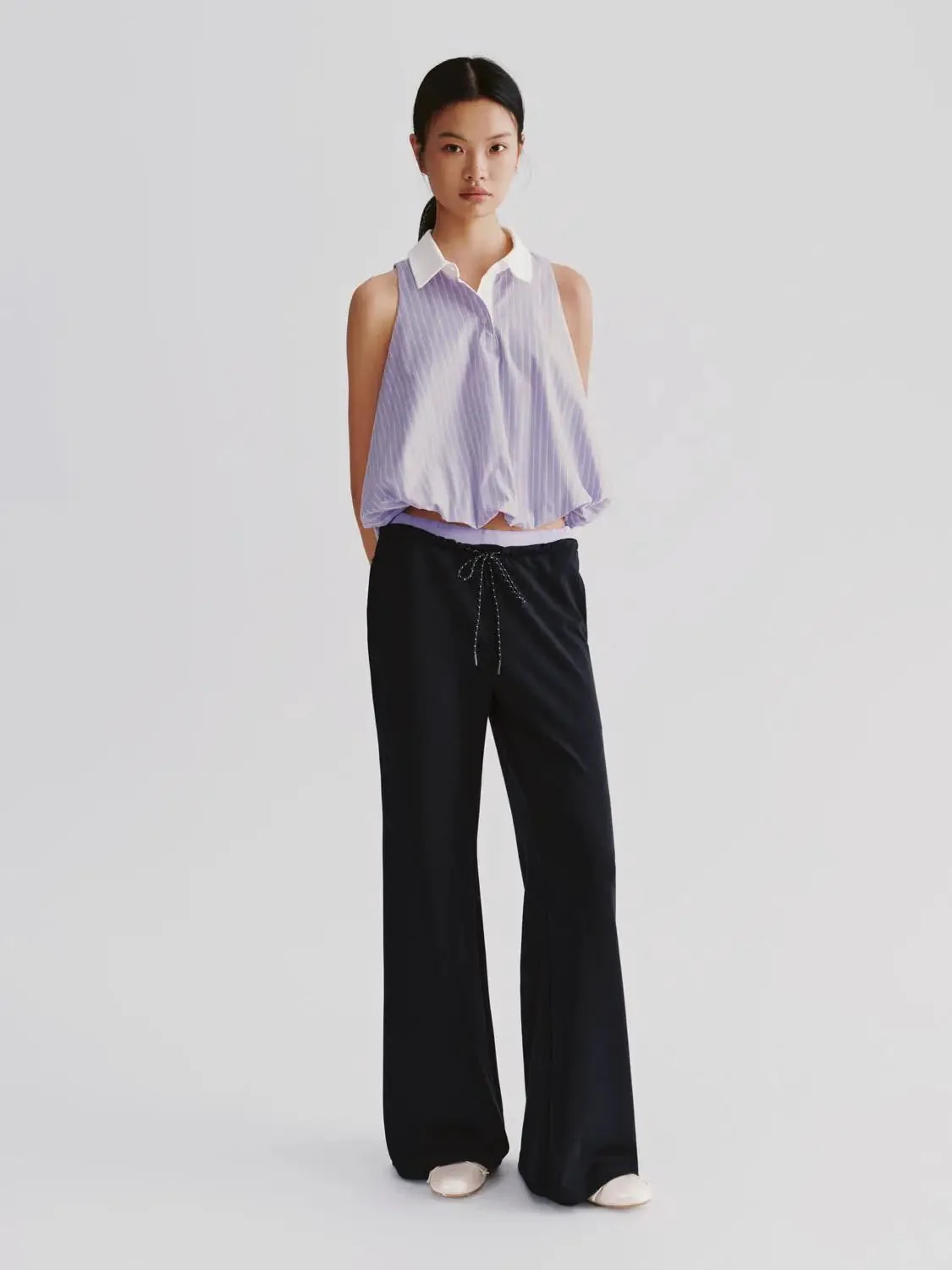 Drawstring Pull On Straight Leg Pants