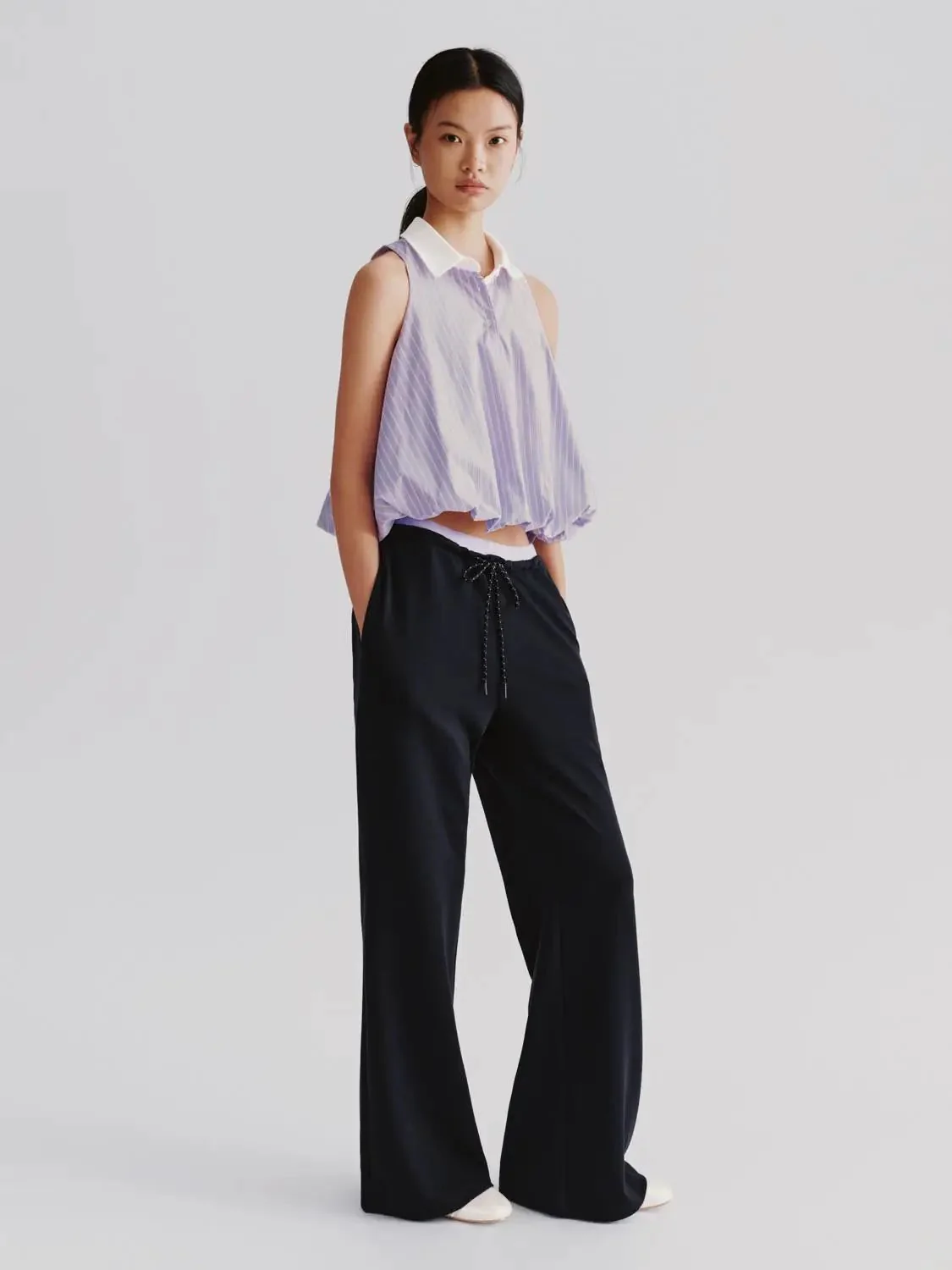 Drawstring Pull On Straight Leg Pants