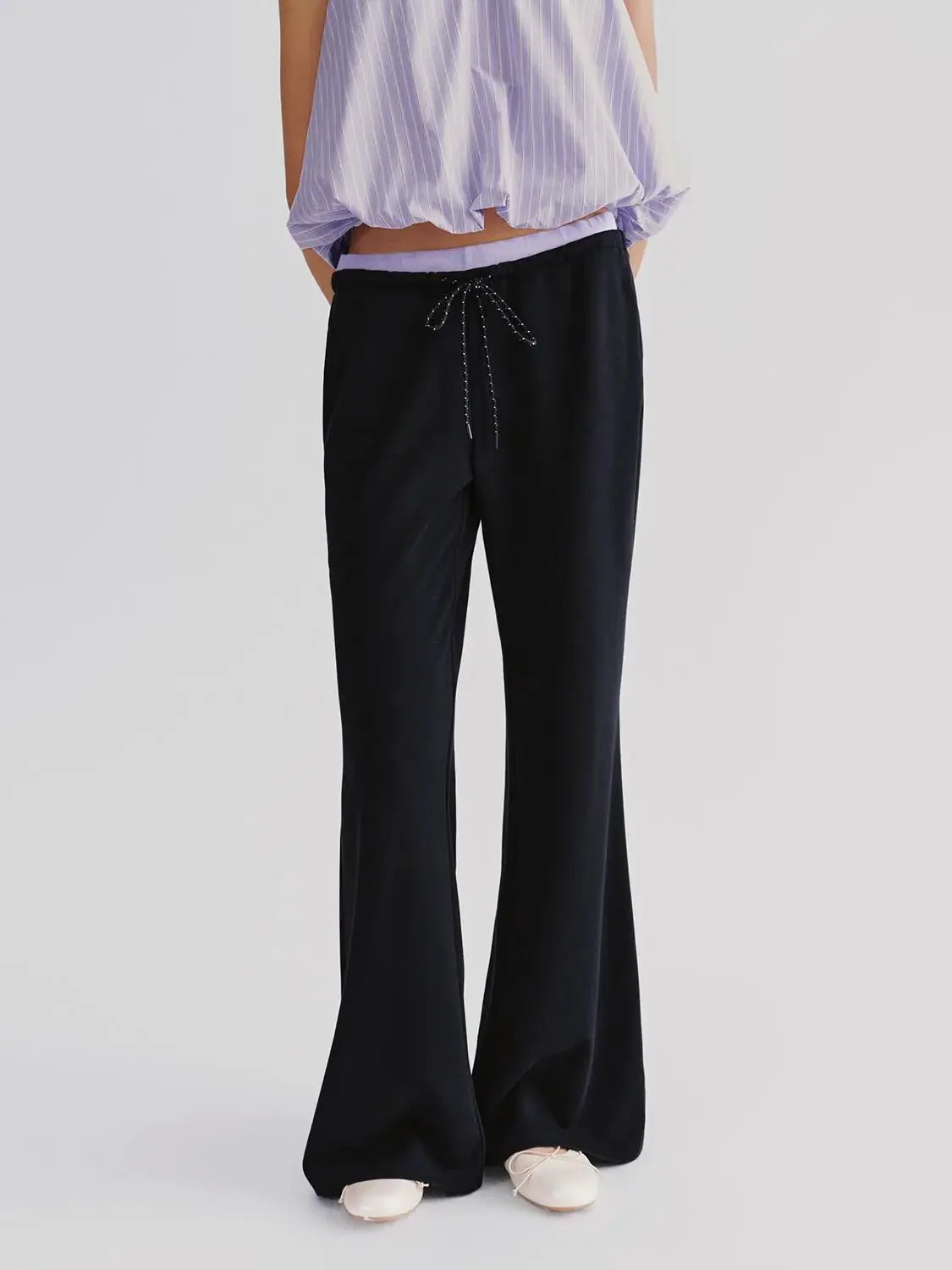 Drawstring Pull On Straight Leg Pants